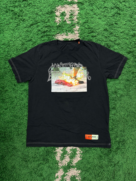 Heron Preston Tee Black Flames Used XL N/A