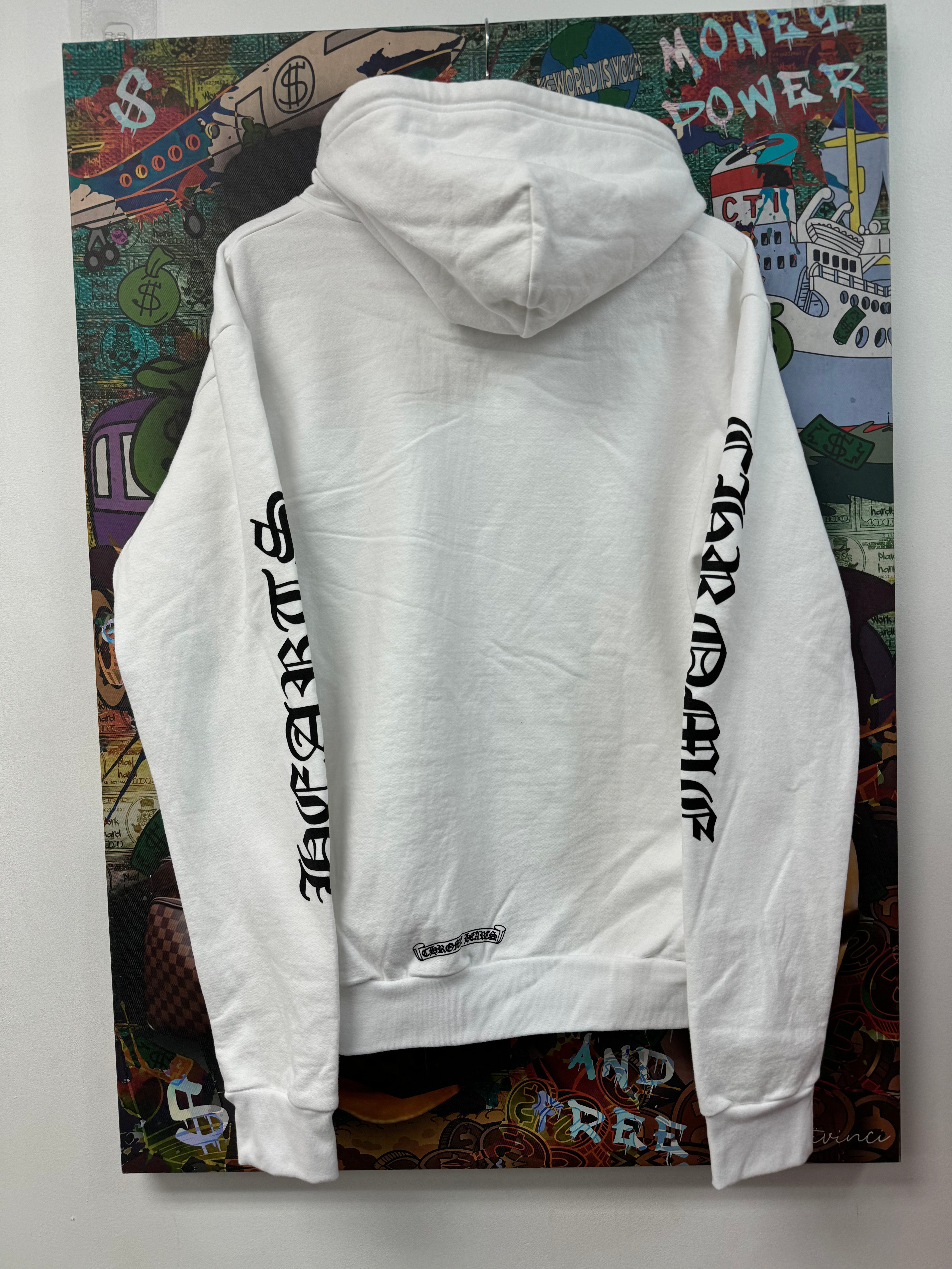 Chrome Hearts White Black Vertical Logo Zip Up