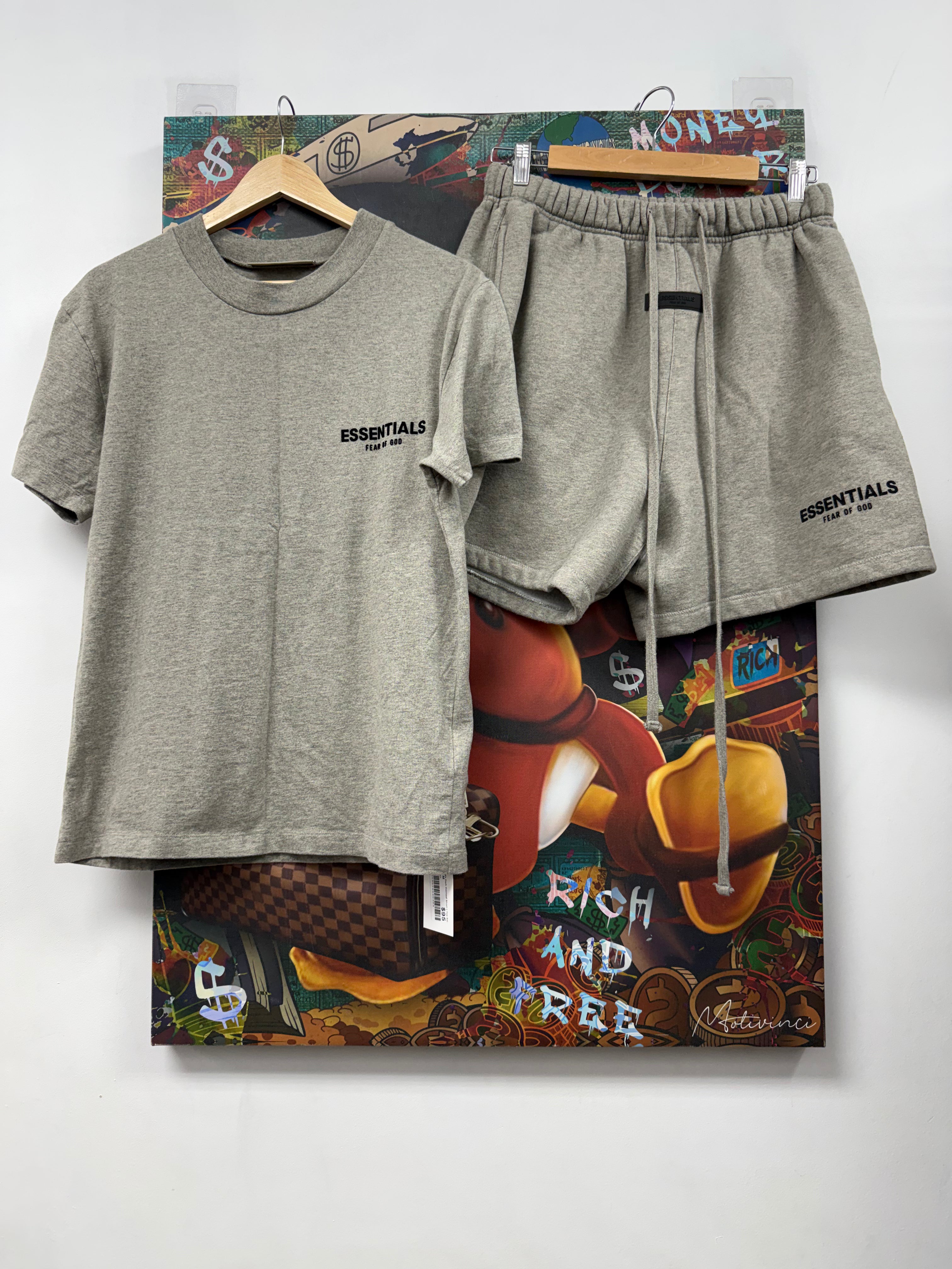 Essentials Dark Oatmeal Short + Tee Set