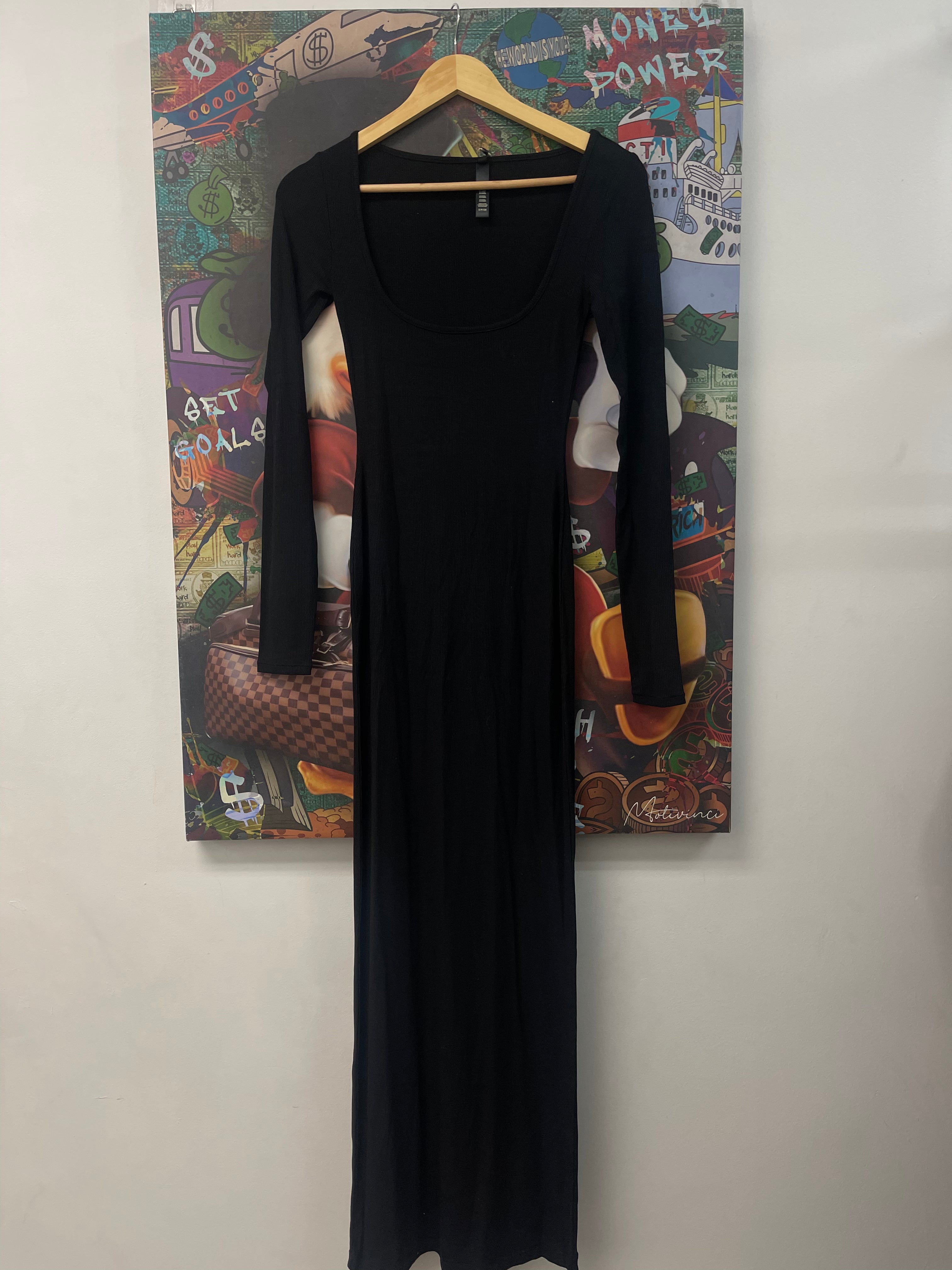 Skims Black Lounge Long Sleeve Dress