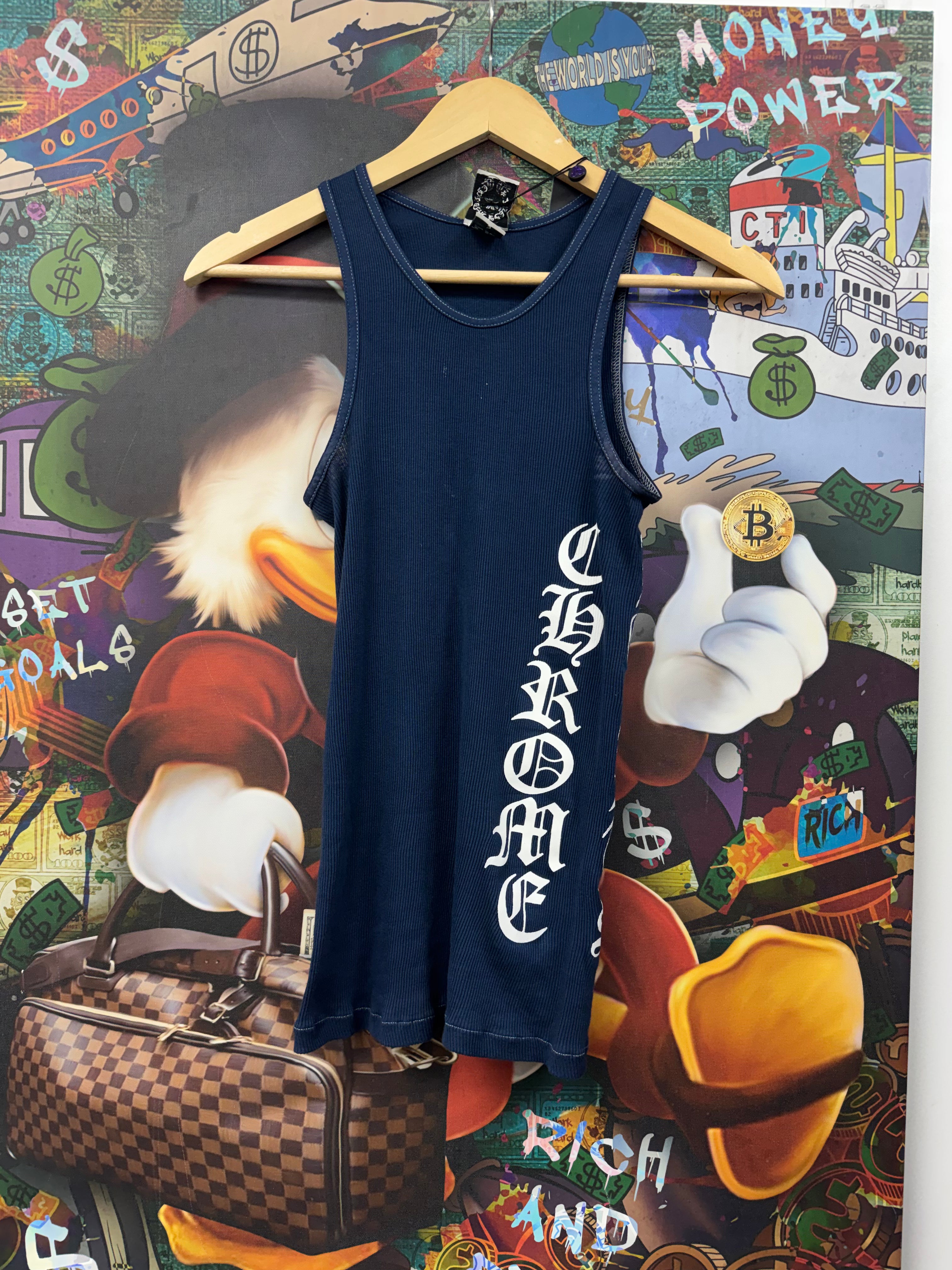 Chrome  Hearts Navy Side Logo Tank Top