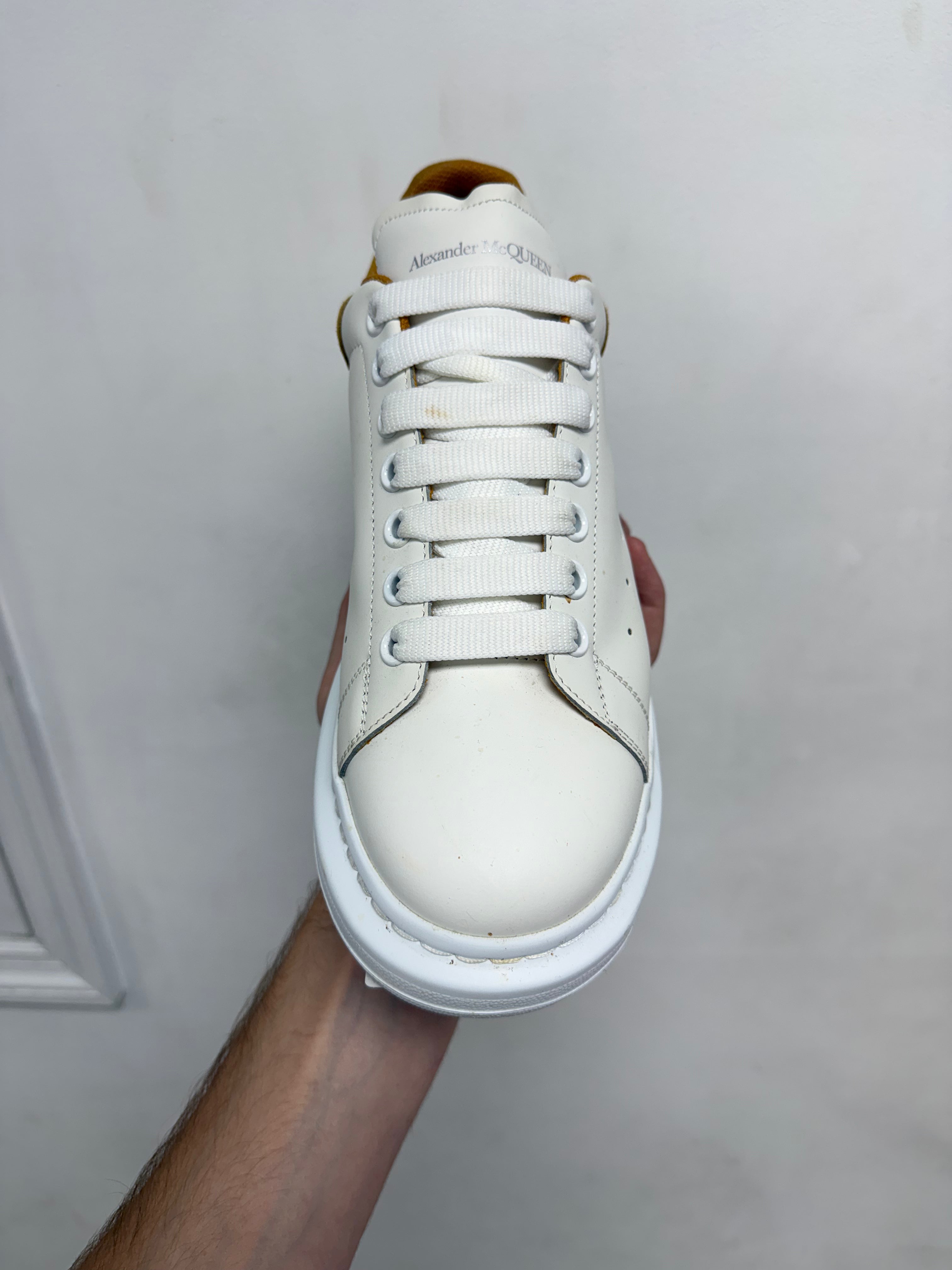 Alexander Mcqueen White Tan Oversized Sneakers