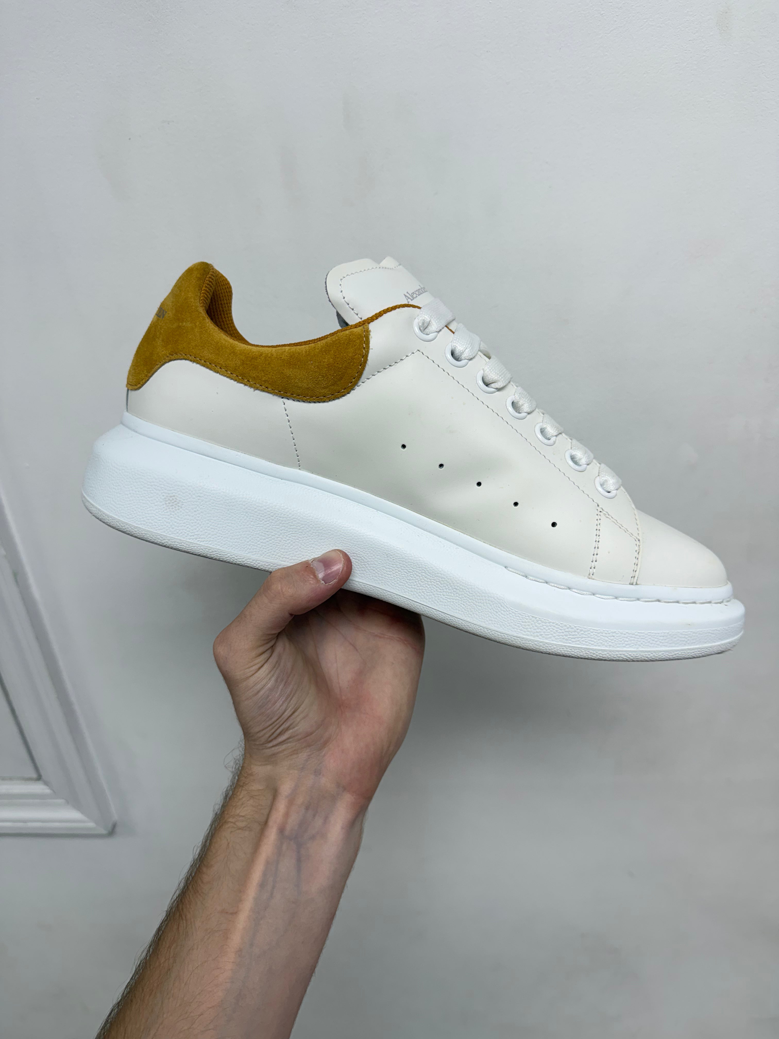 Alexander Mcqueen White Tan Oversized Sneakers