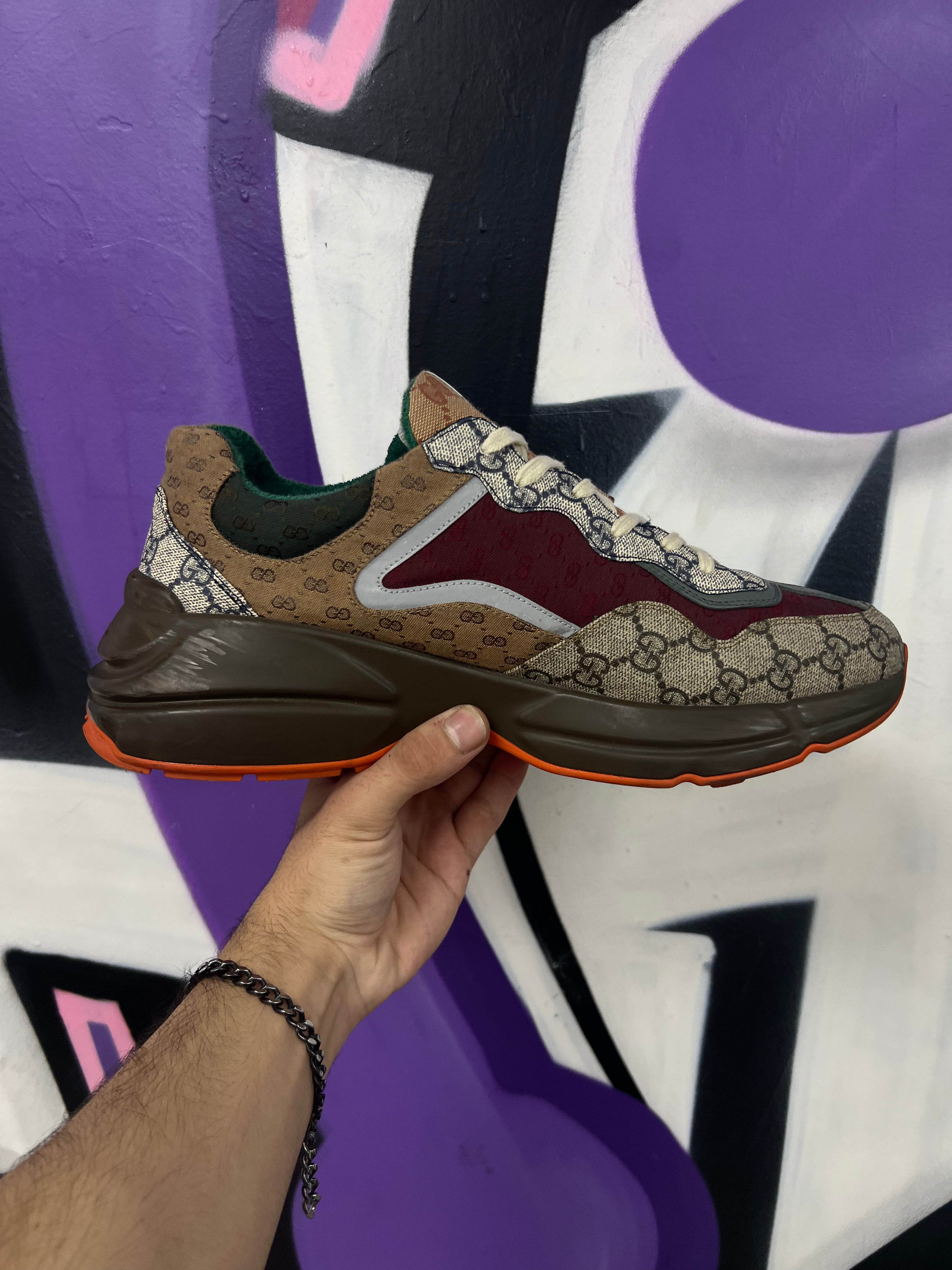 Gucci Brown Orange Rython Sneakers