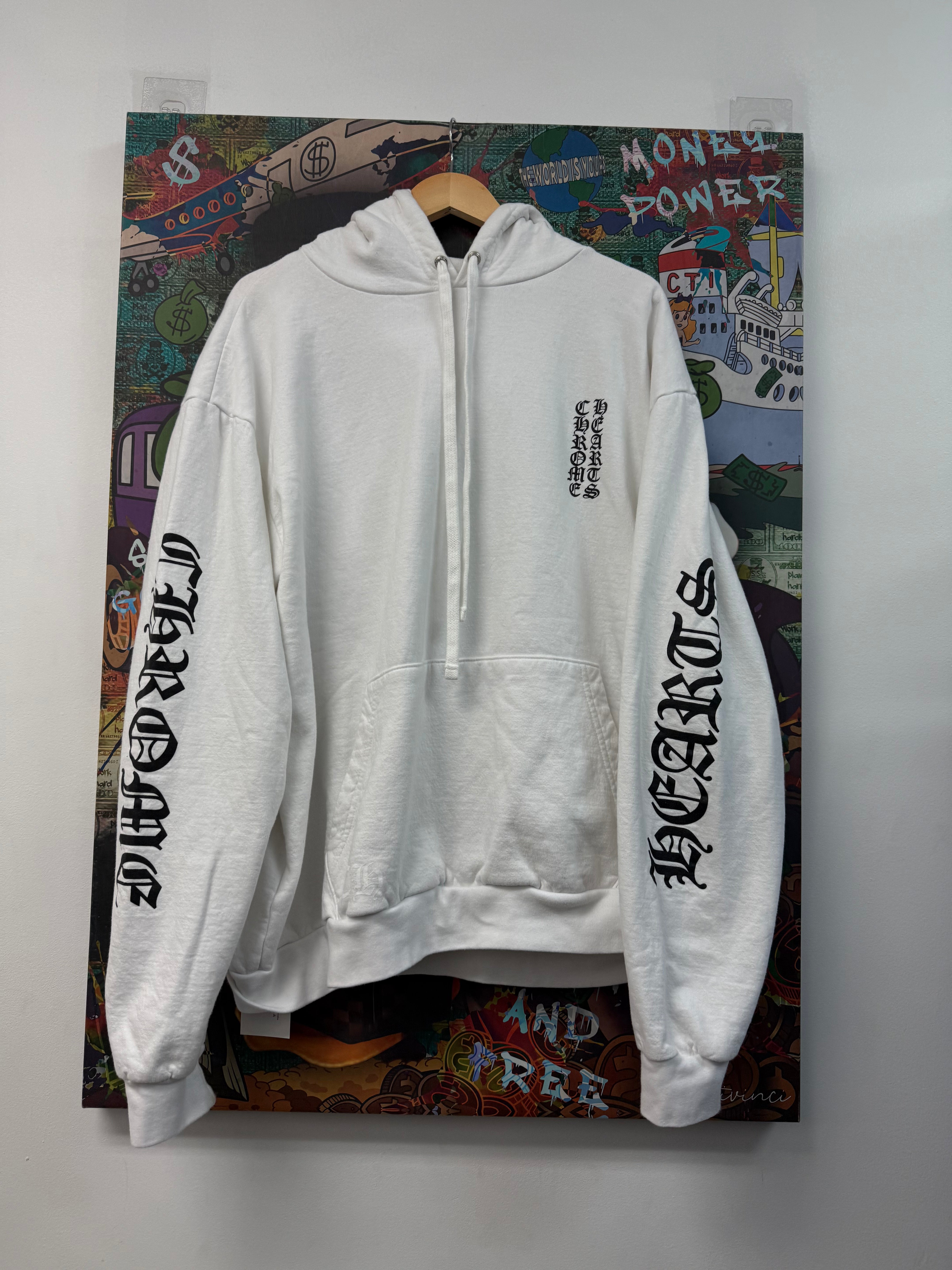 Chrome Hearts White Vertical Logo Hoodie
