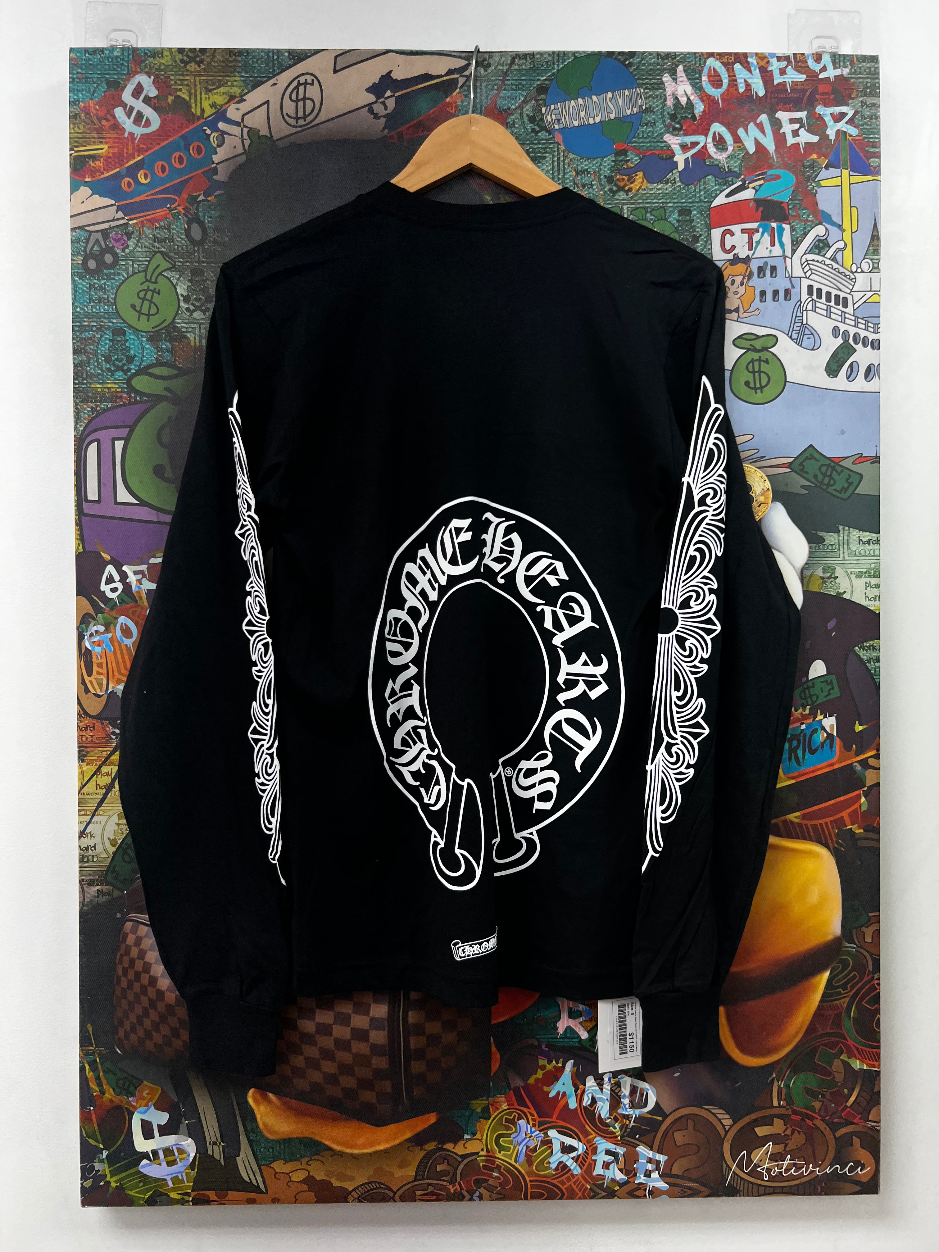 Chrome Hearts Black Floral Horseshoe Long Sleeve