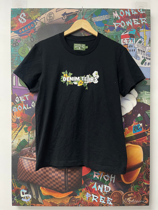 Denim Tears Tee Black Floral Lightly Worn