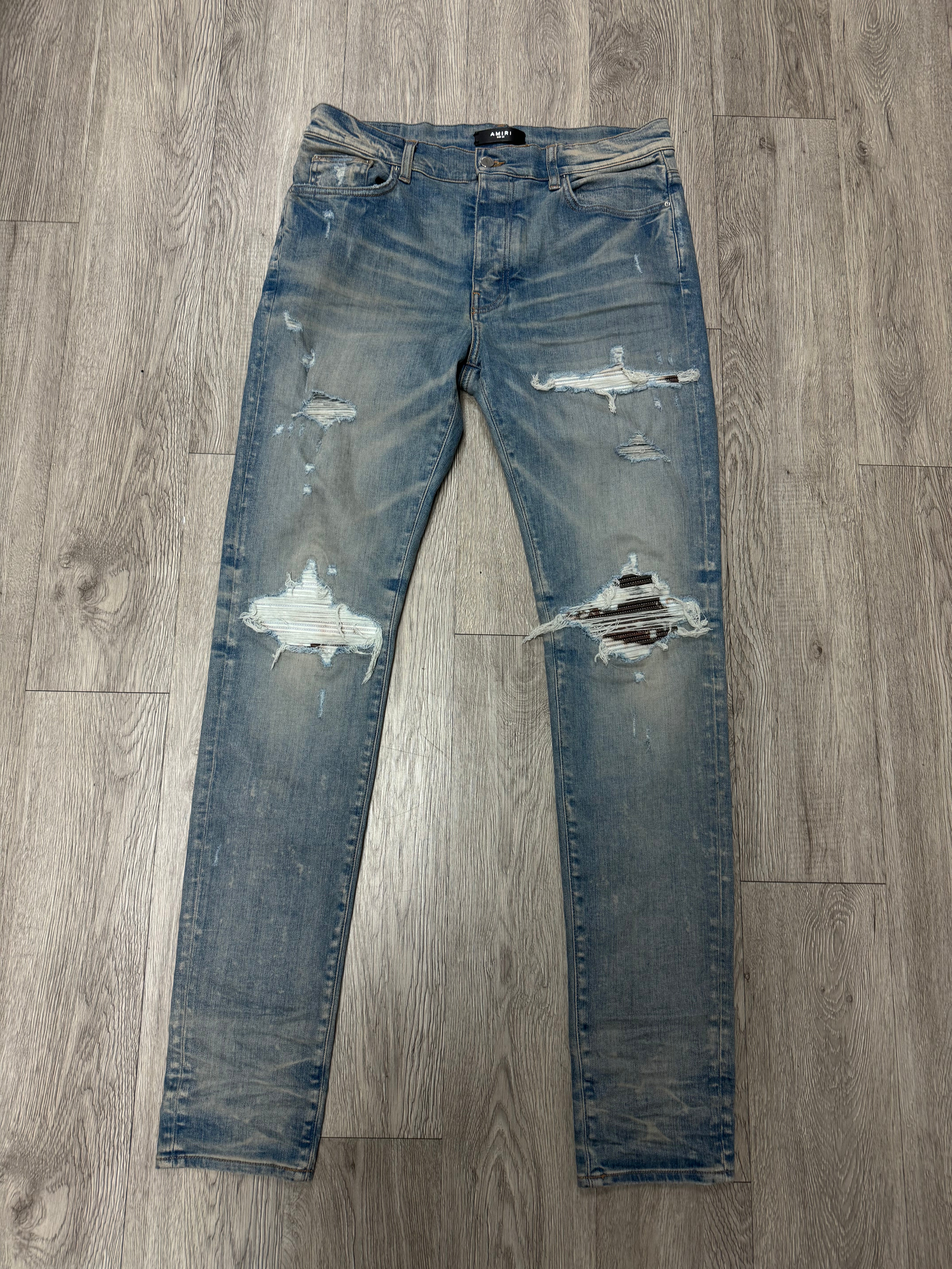 Amiri Mx1 Light Wash Marble Jeans