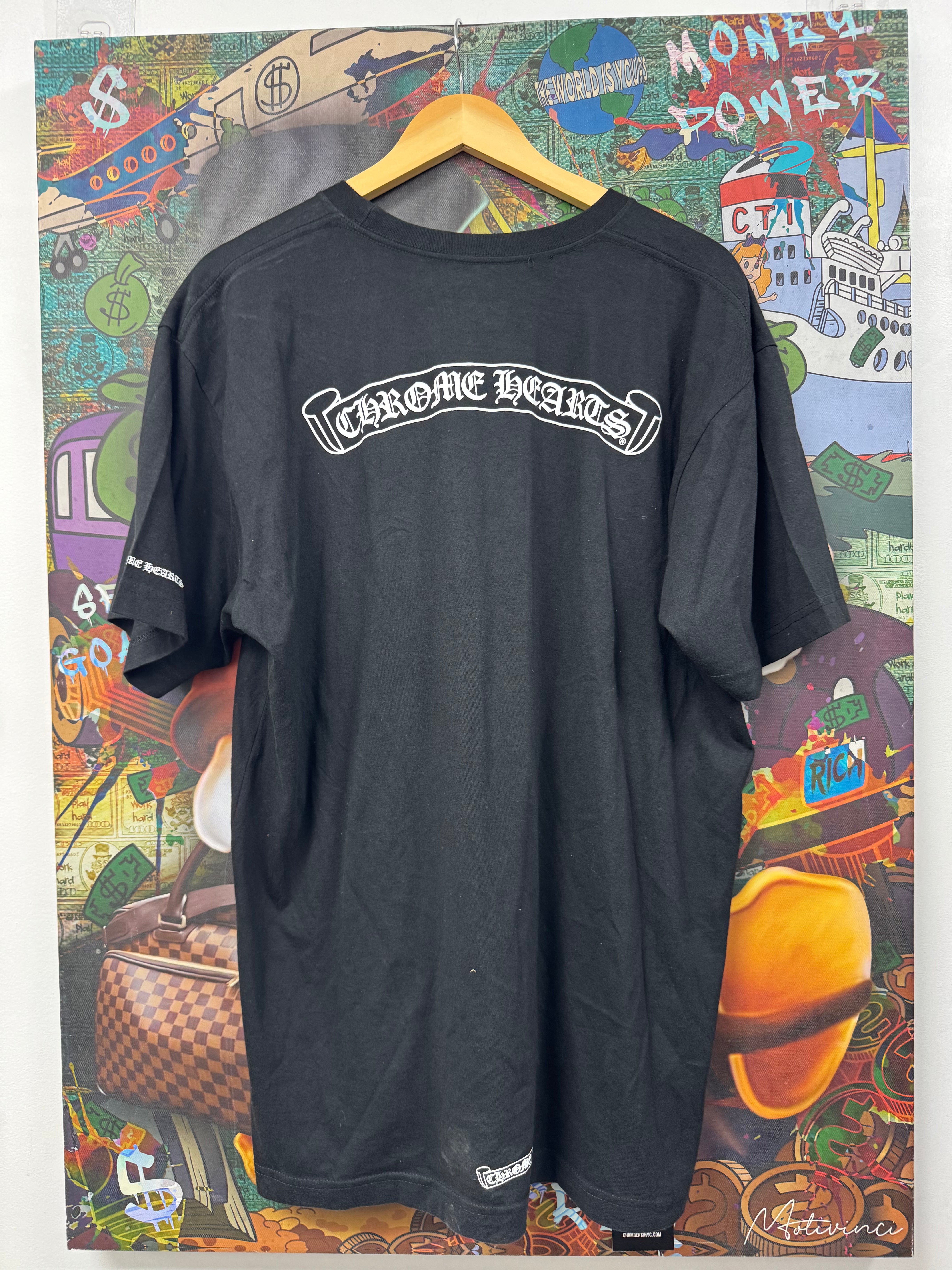 Chrome  Hearts Black Scroll Logo Tee