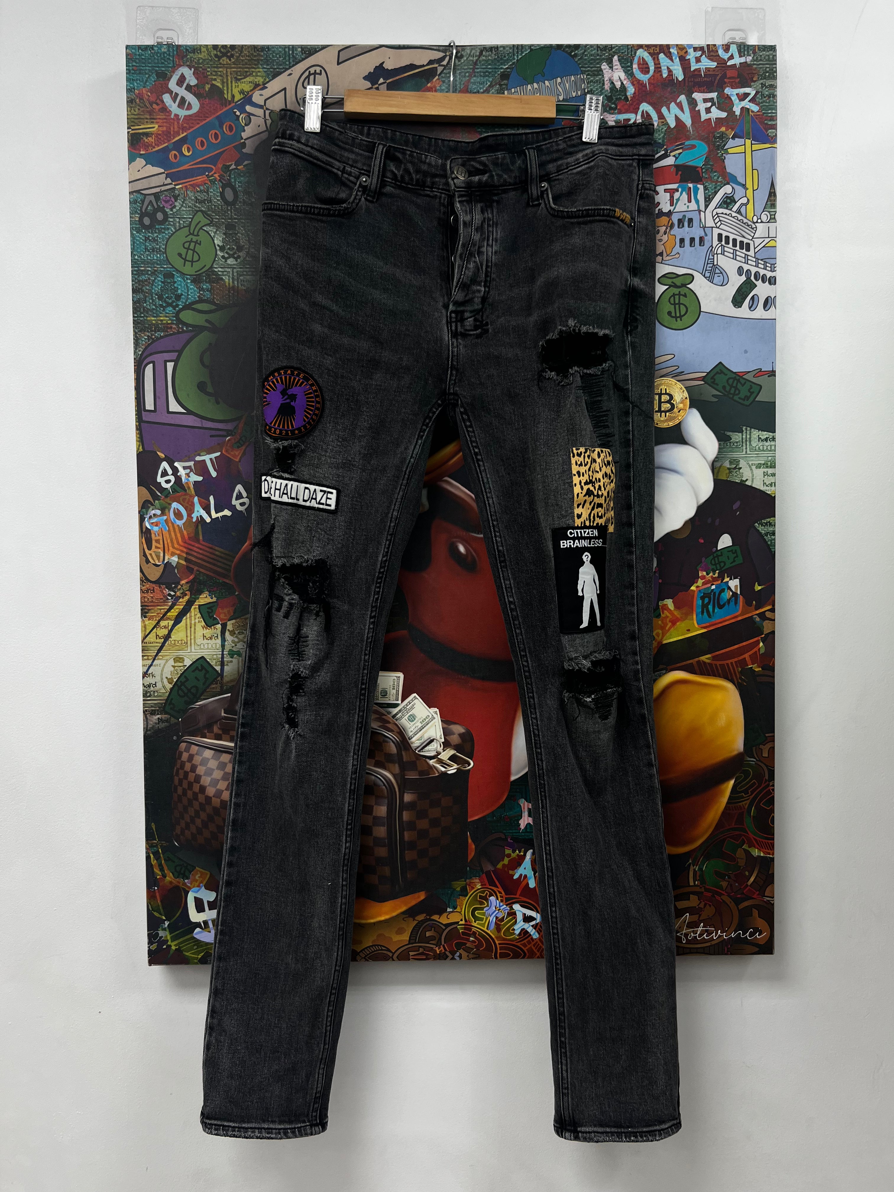 Ksubi Black Wash Patchwork Jeans