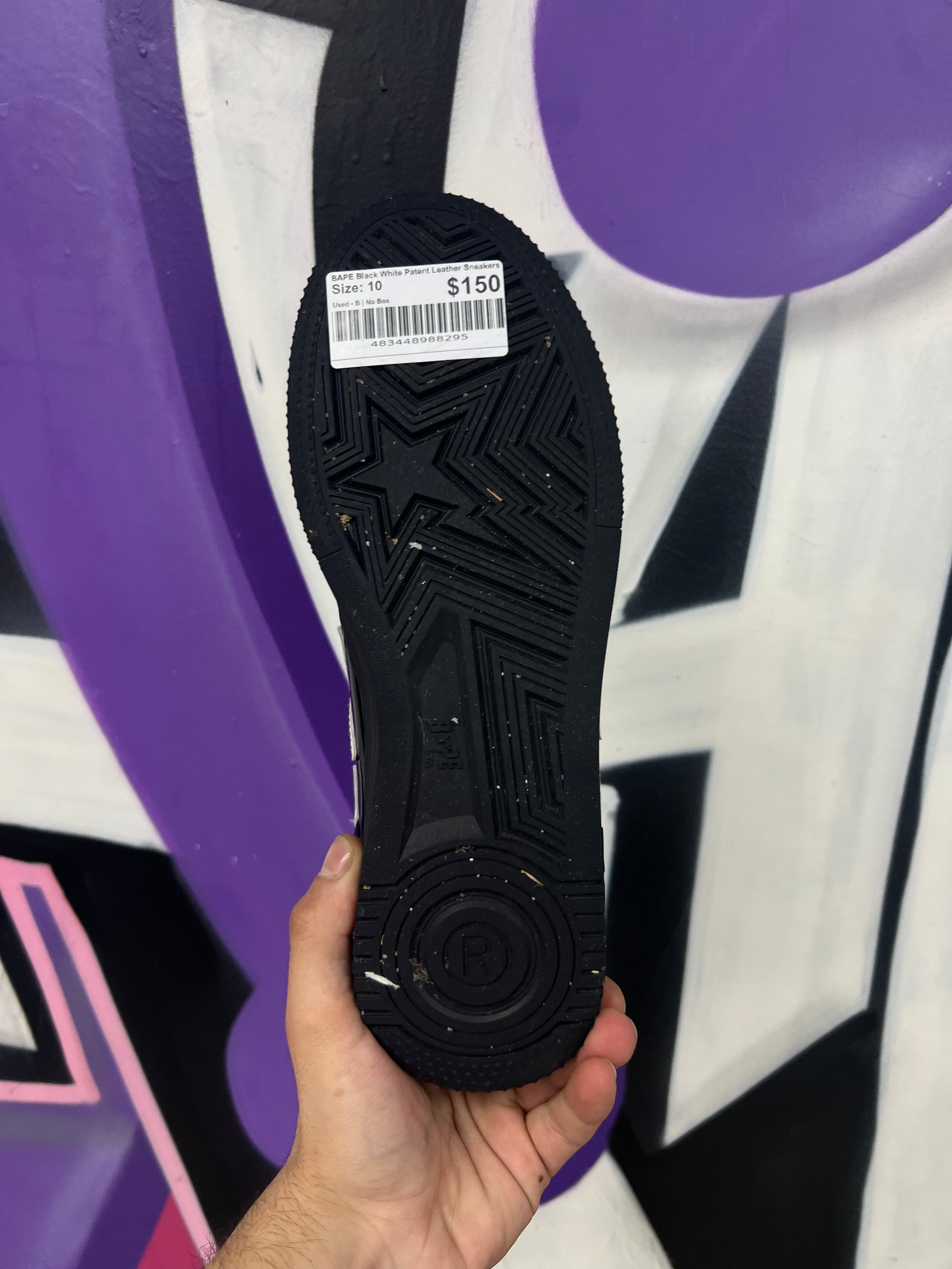 BAPE Black White Patent Leather Sneakers