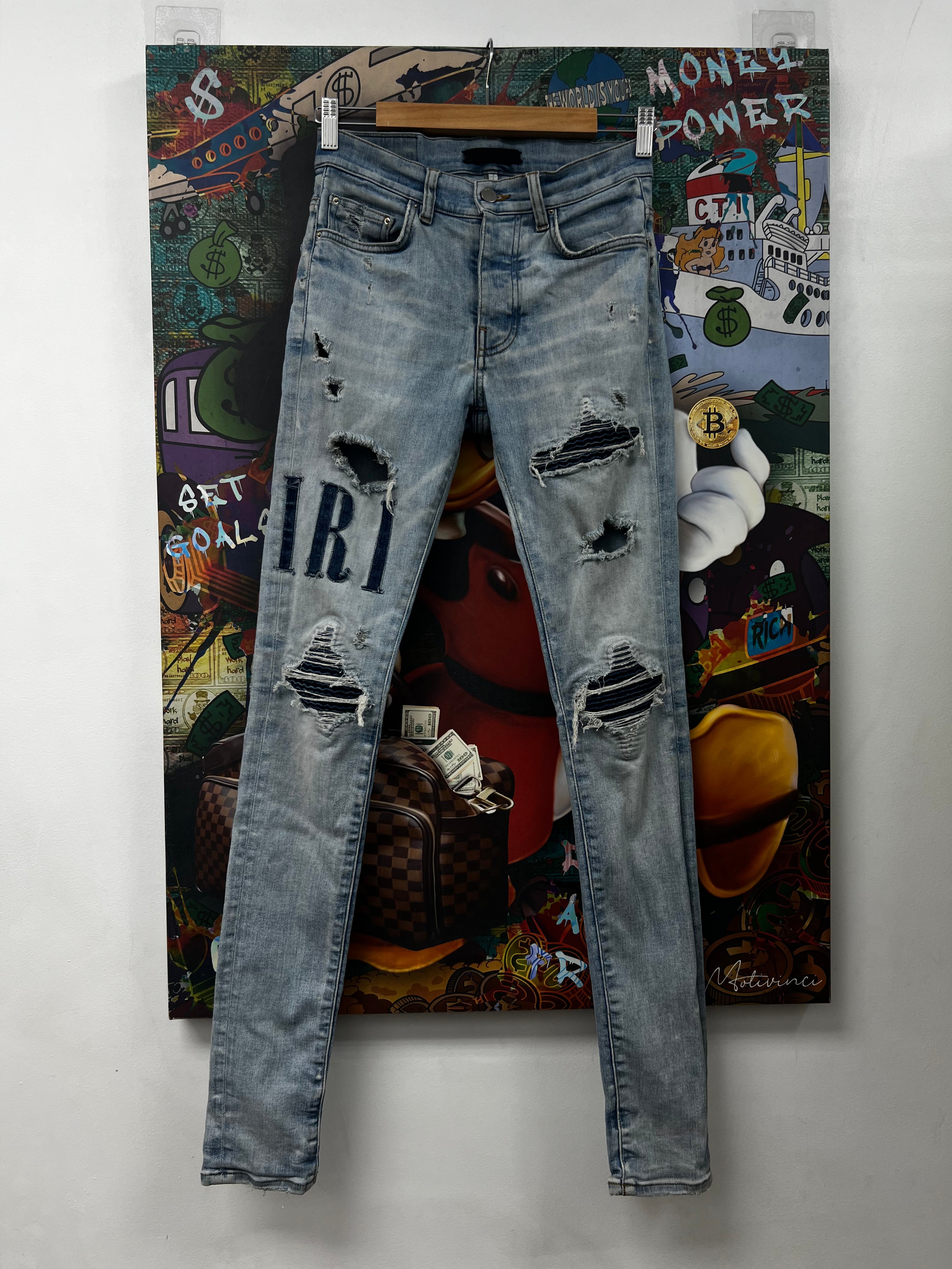 Amiri Light Wash Denim Side Logo Jeans