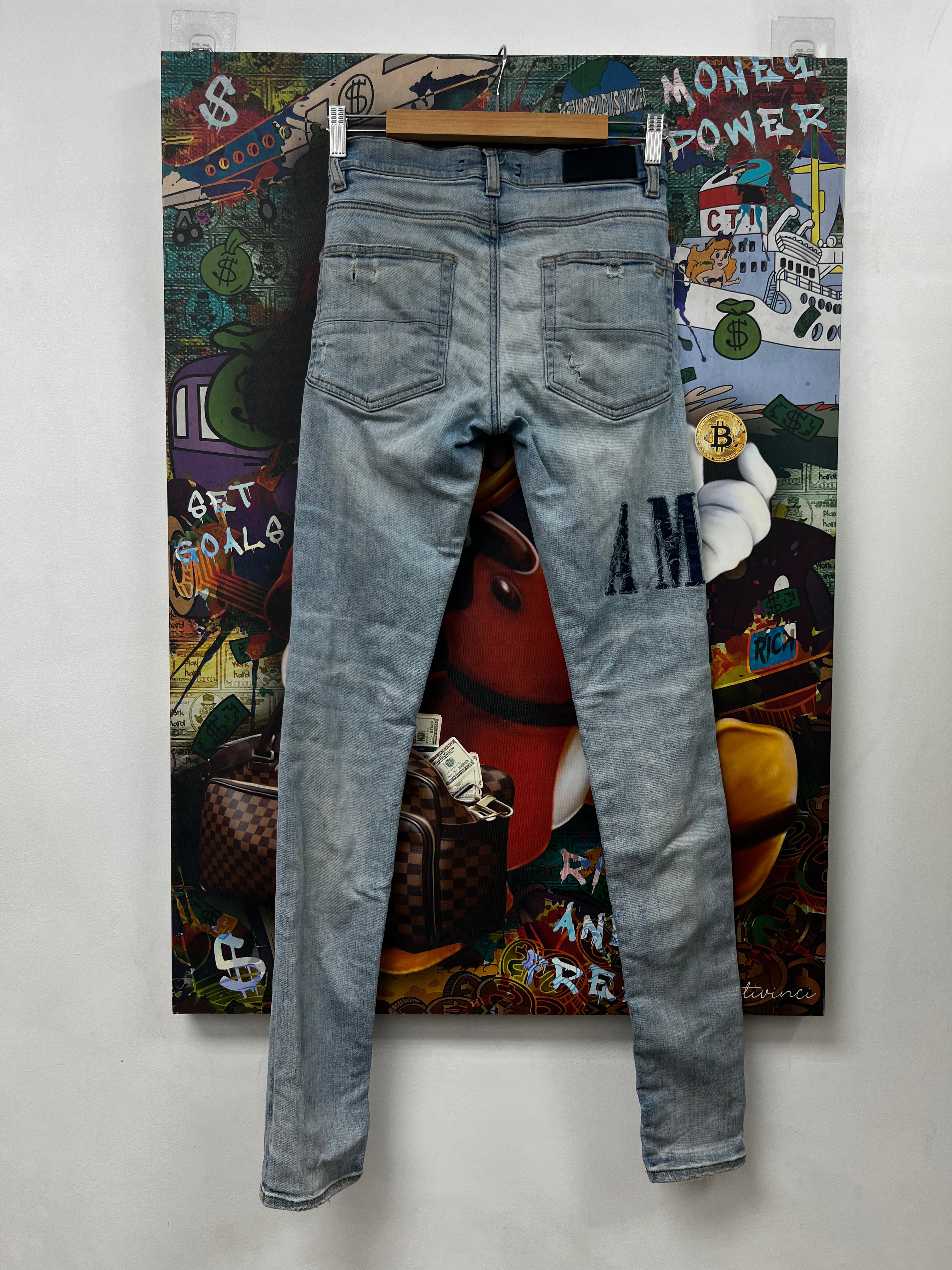Amiri Light Wash Denim Side Logo Jeans