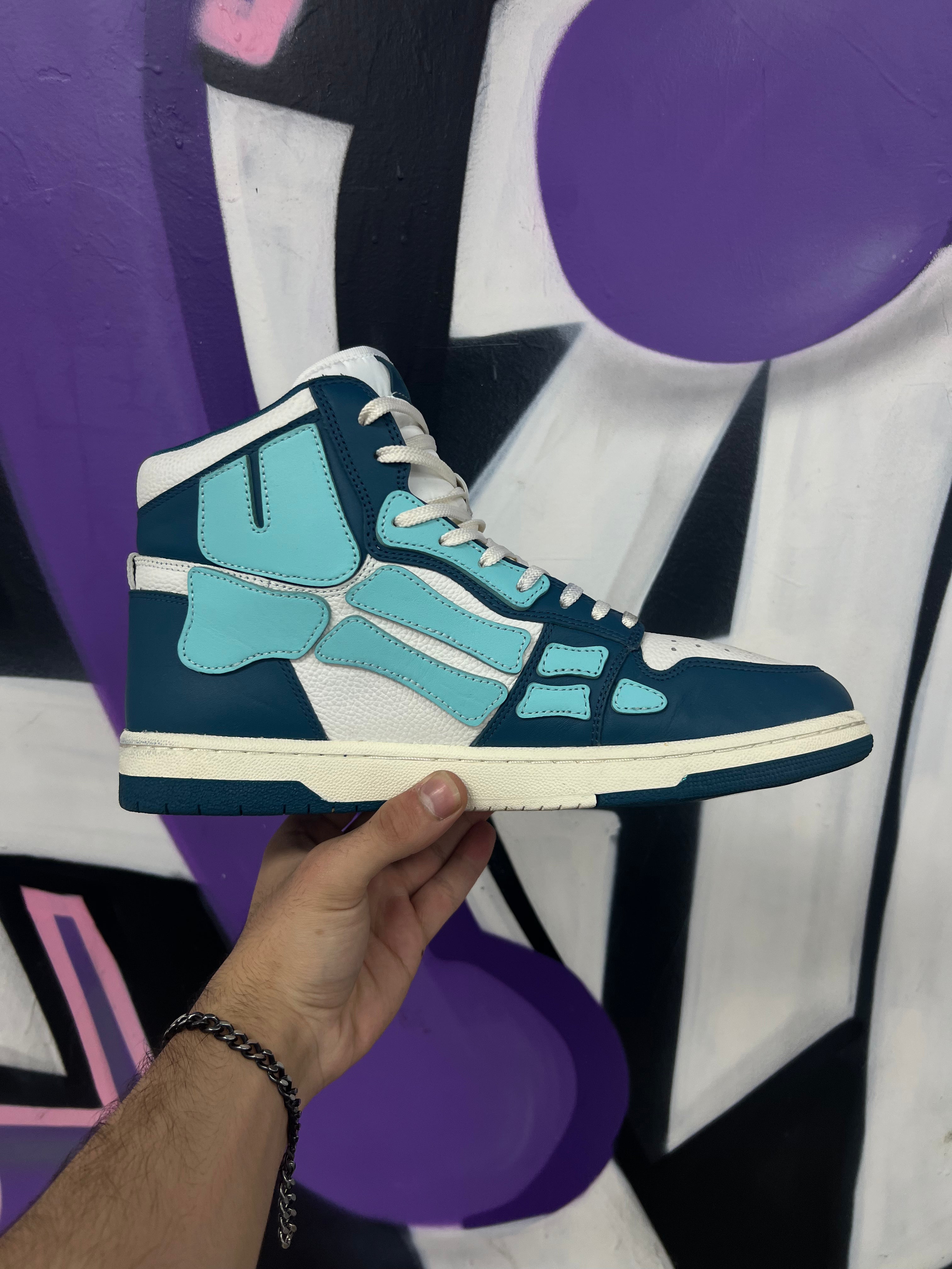 Amiri Navy Teal Skel Top High Sneakers