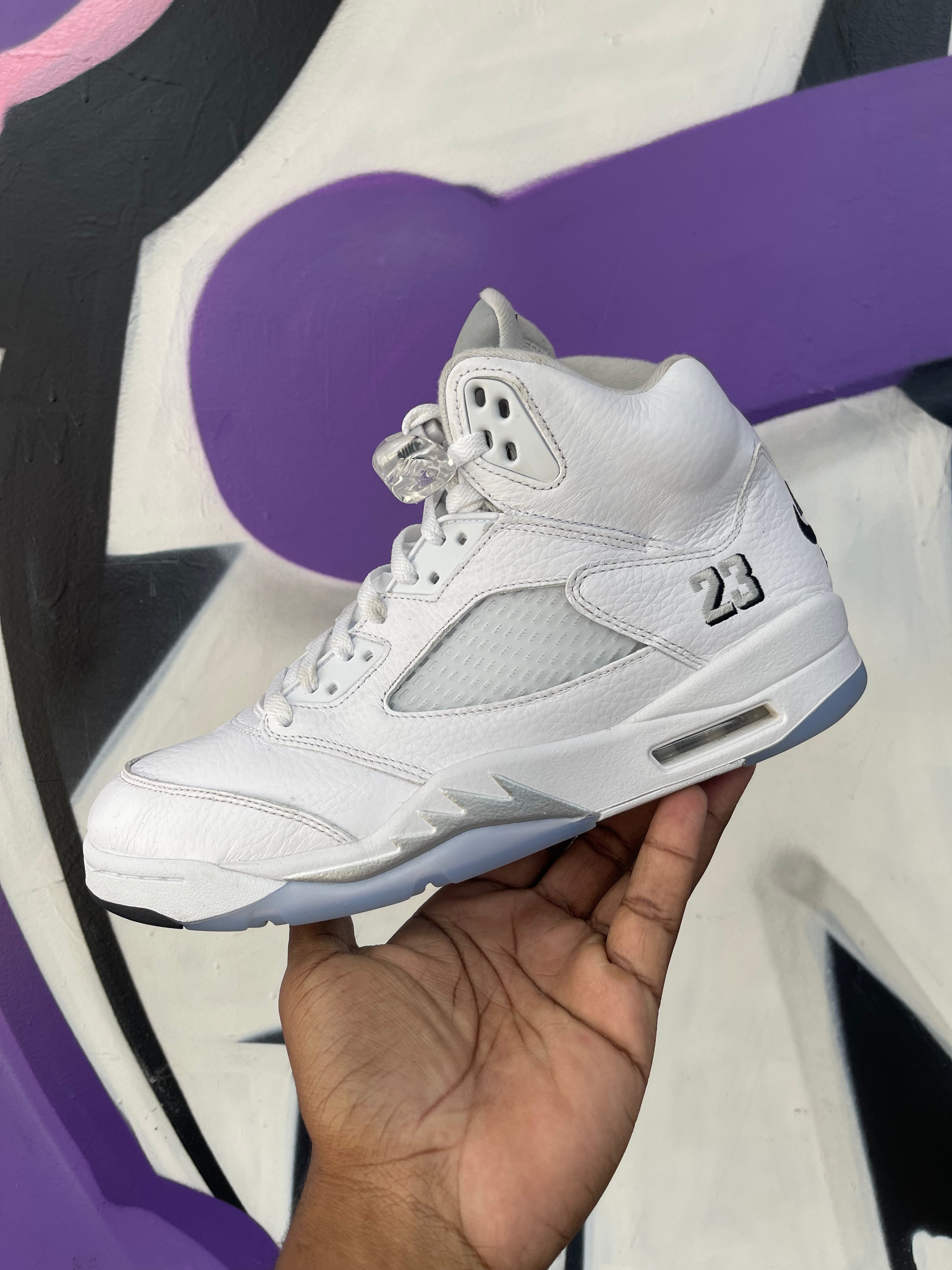 Jordan 5 White Metallic Sneakers