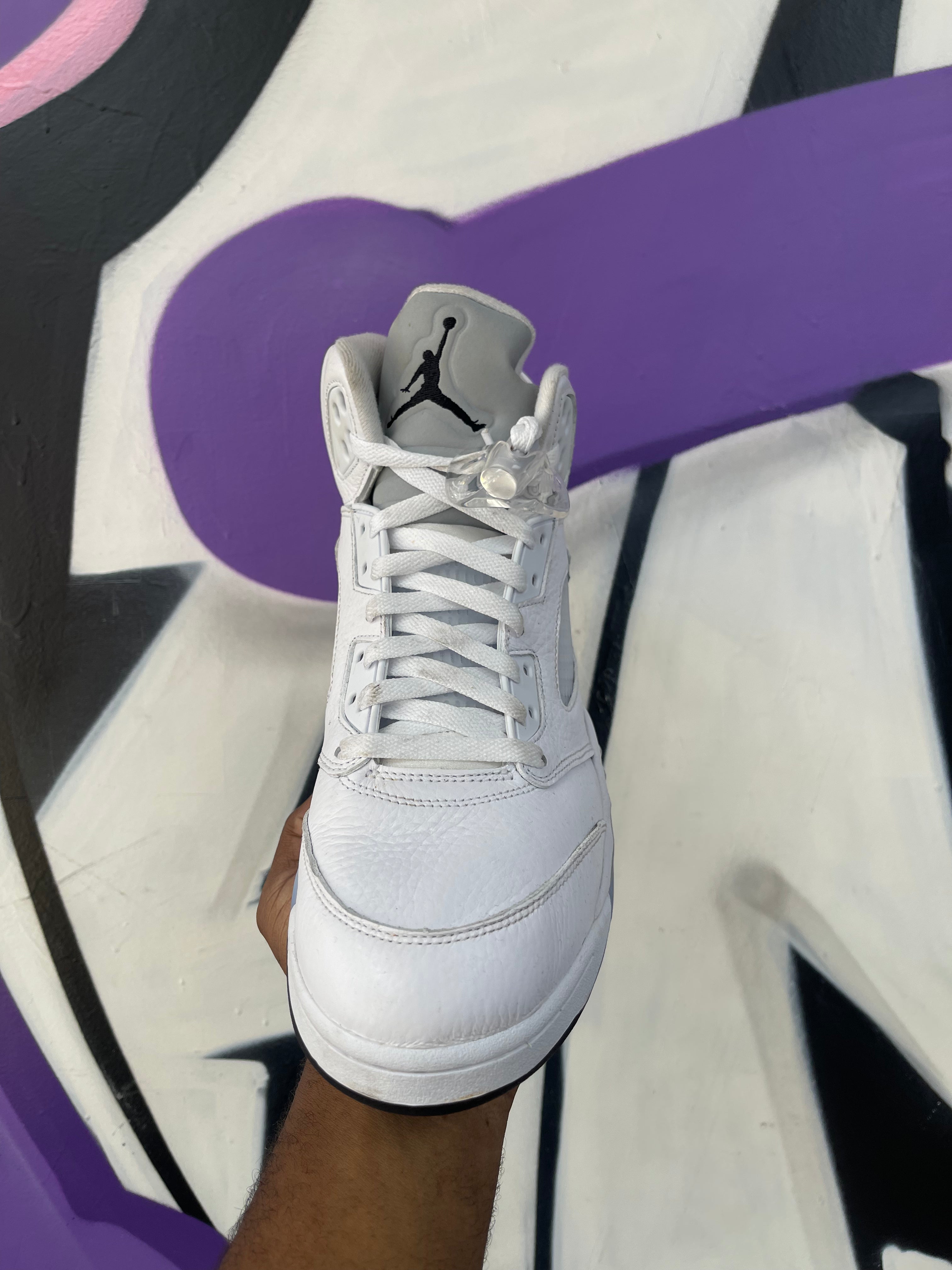 Jordan 5 White Metallic Sneakers