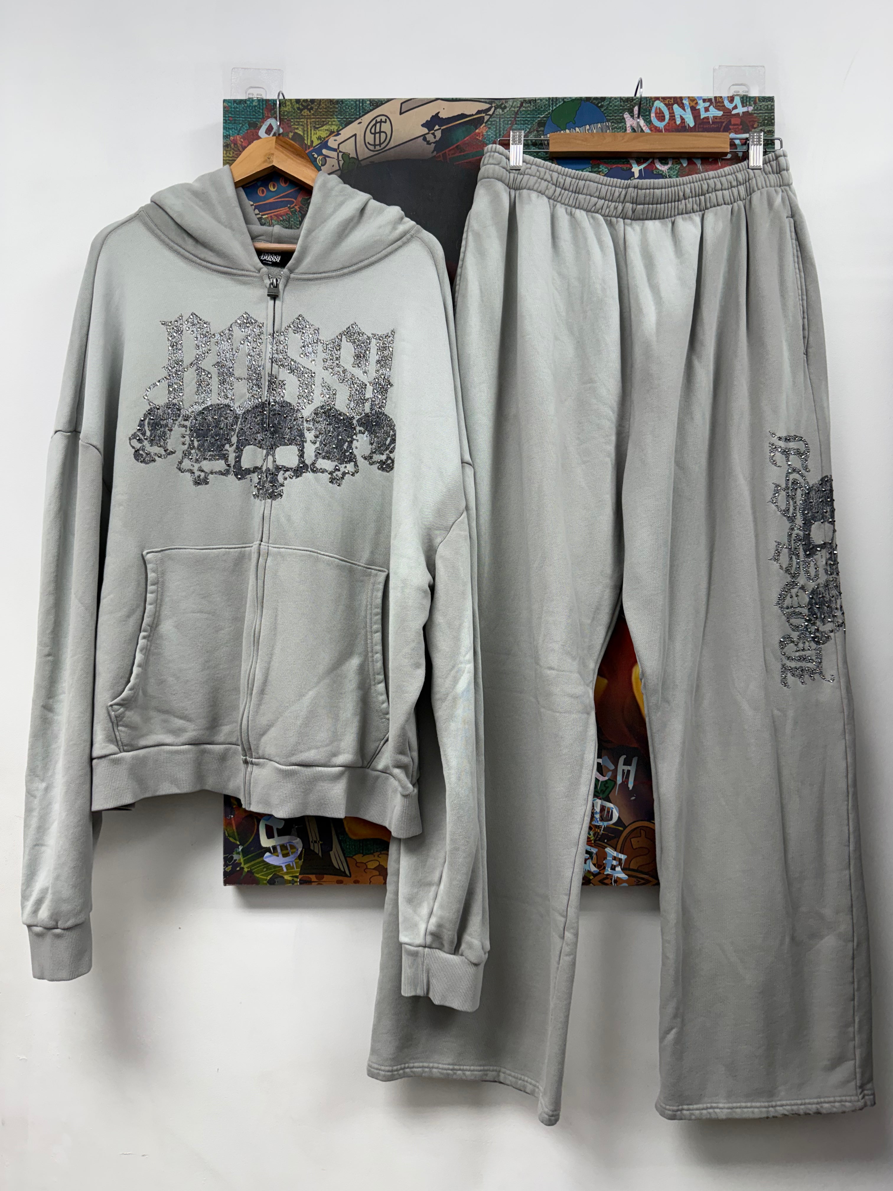 Bossi Grey Rhinestone Sweatsuit