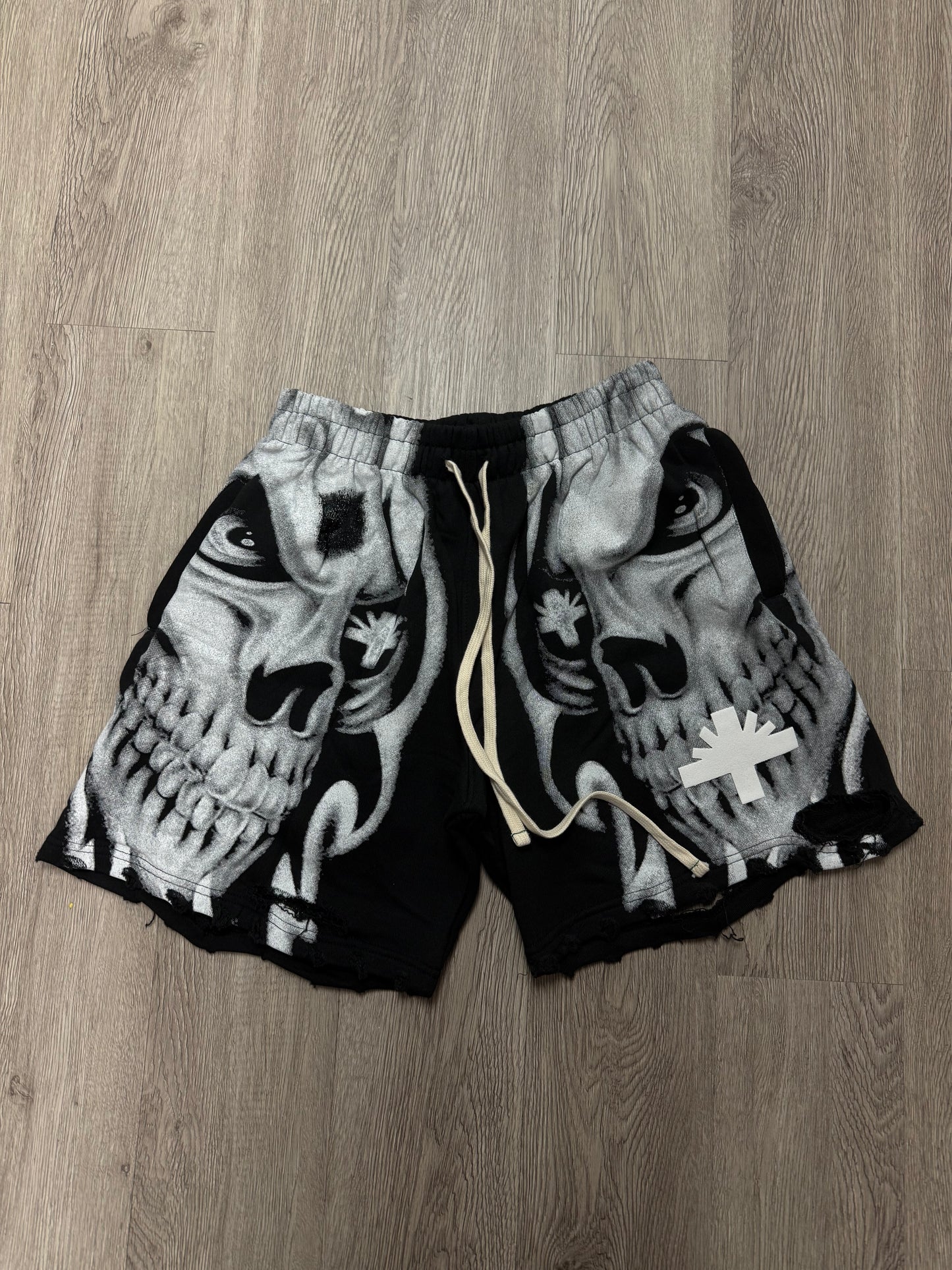 Vertabrae Skull Shorts Grey Storm