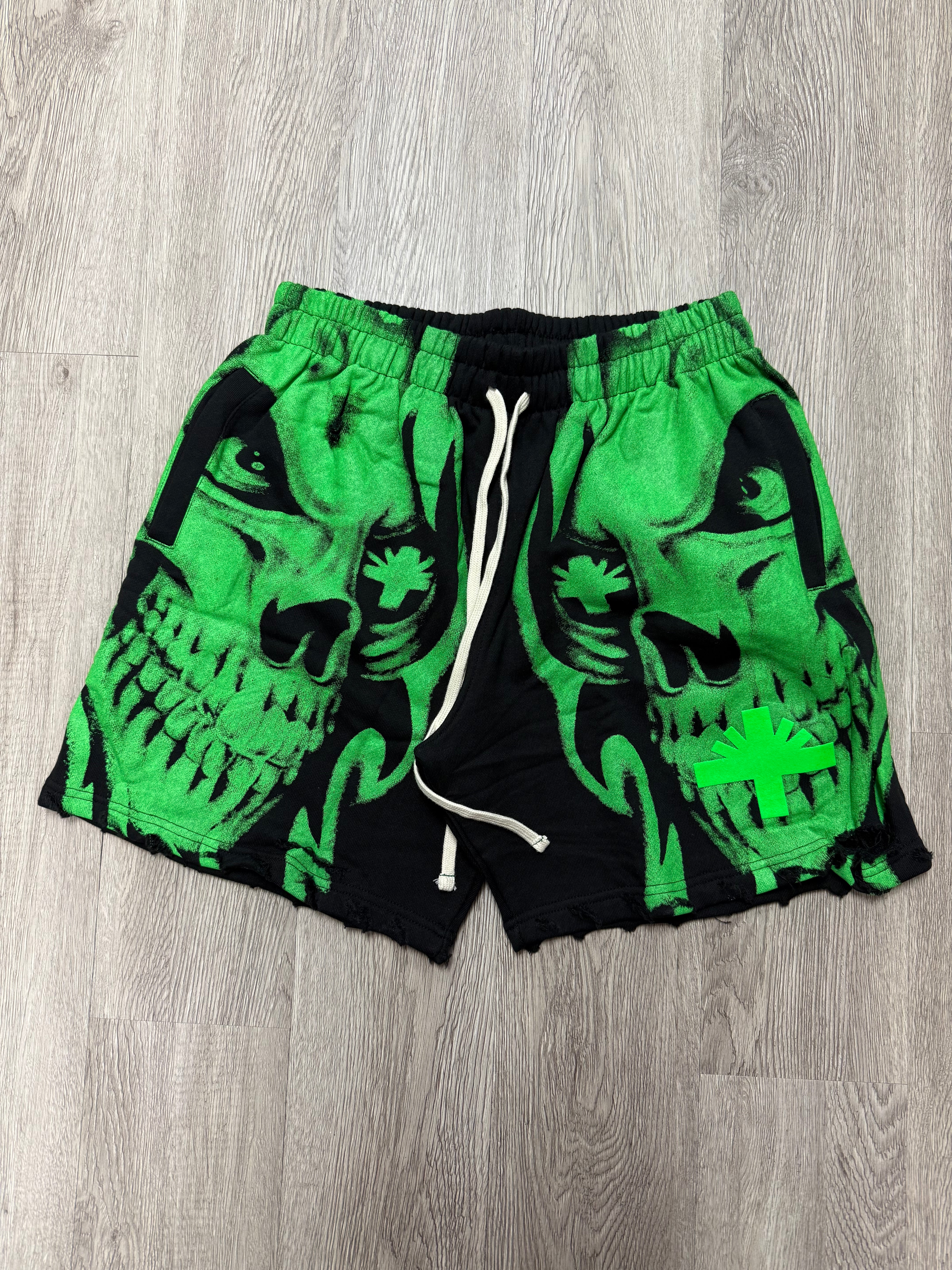 Vertabrae Skull Shorts Green (S-XXL) New