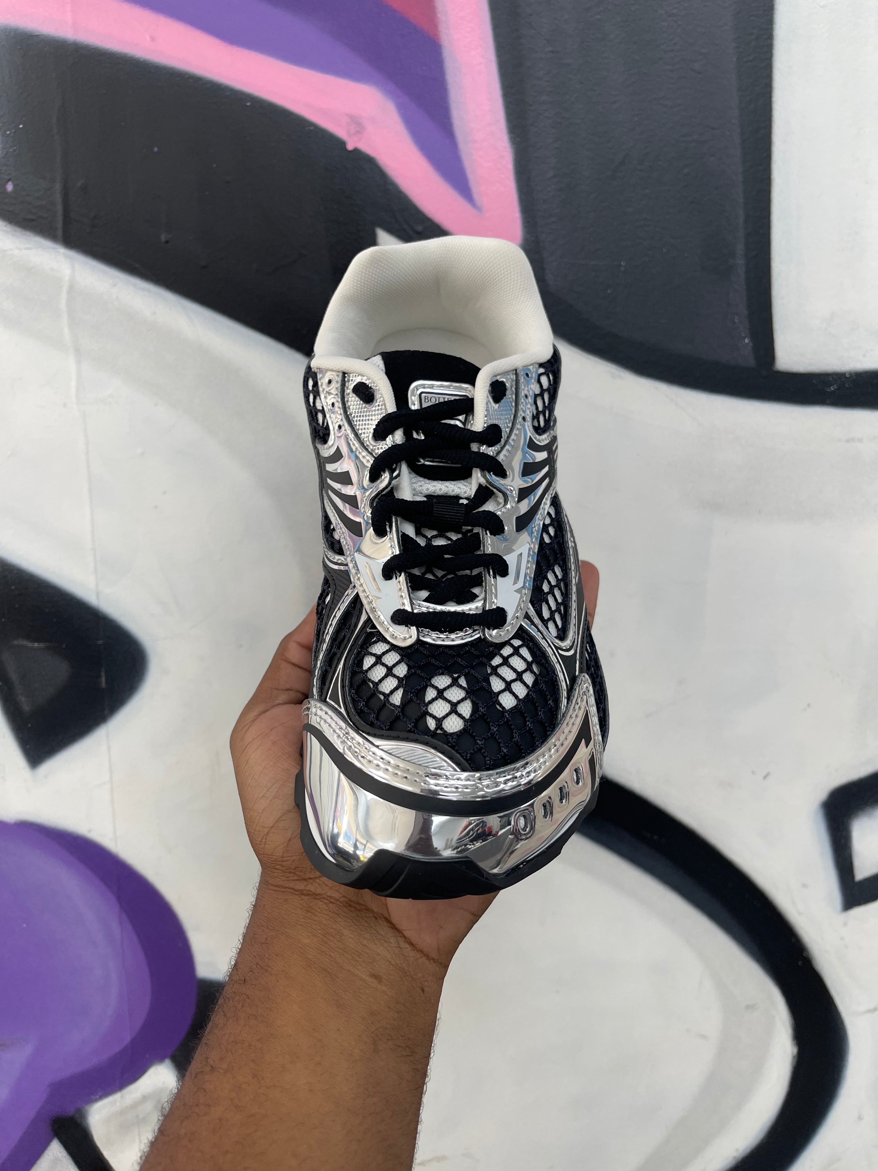 Bottega Veneta Black & Silver Orbits Sneakers