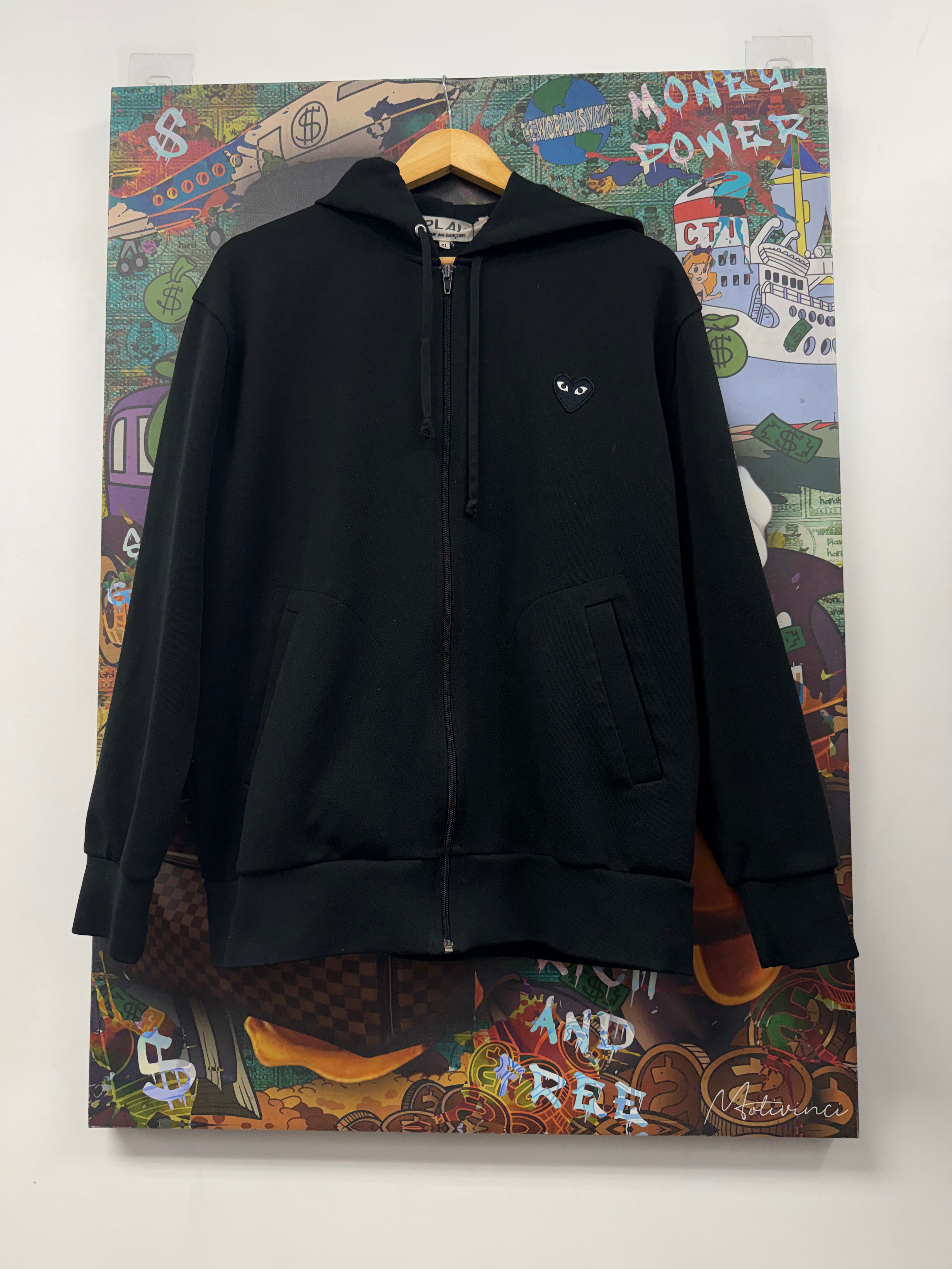 CDG Black Heart Zip Up Hoodie