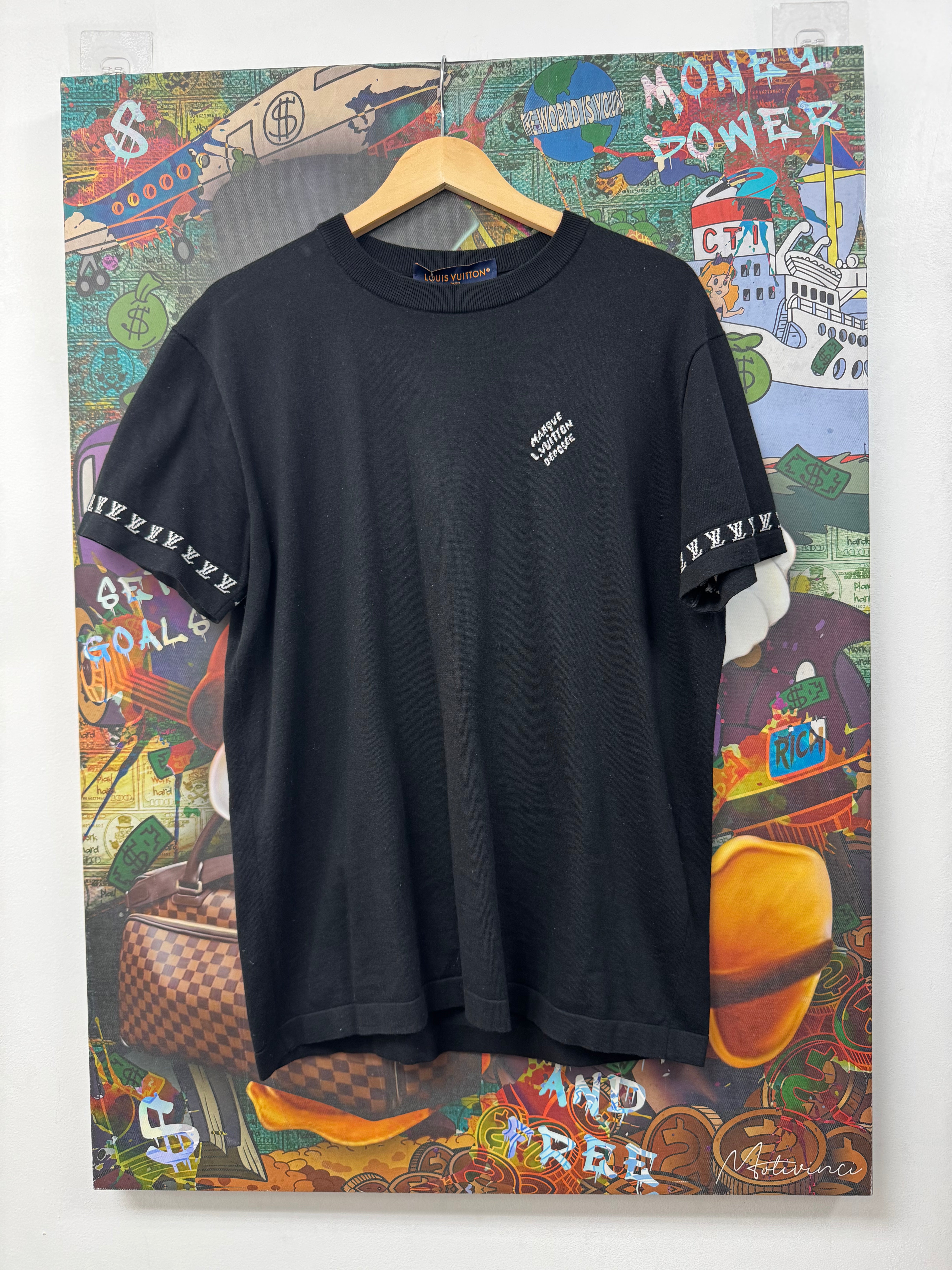 Louis Vuitton Black Marque Sleeve Logo Tee