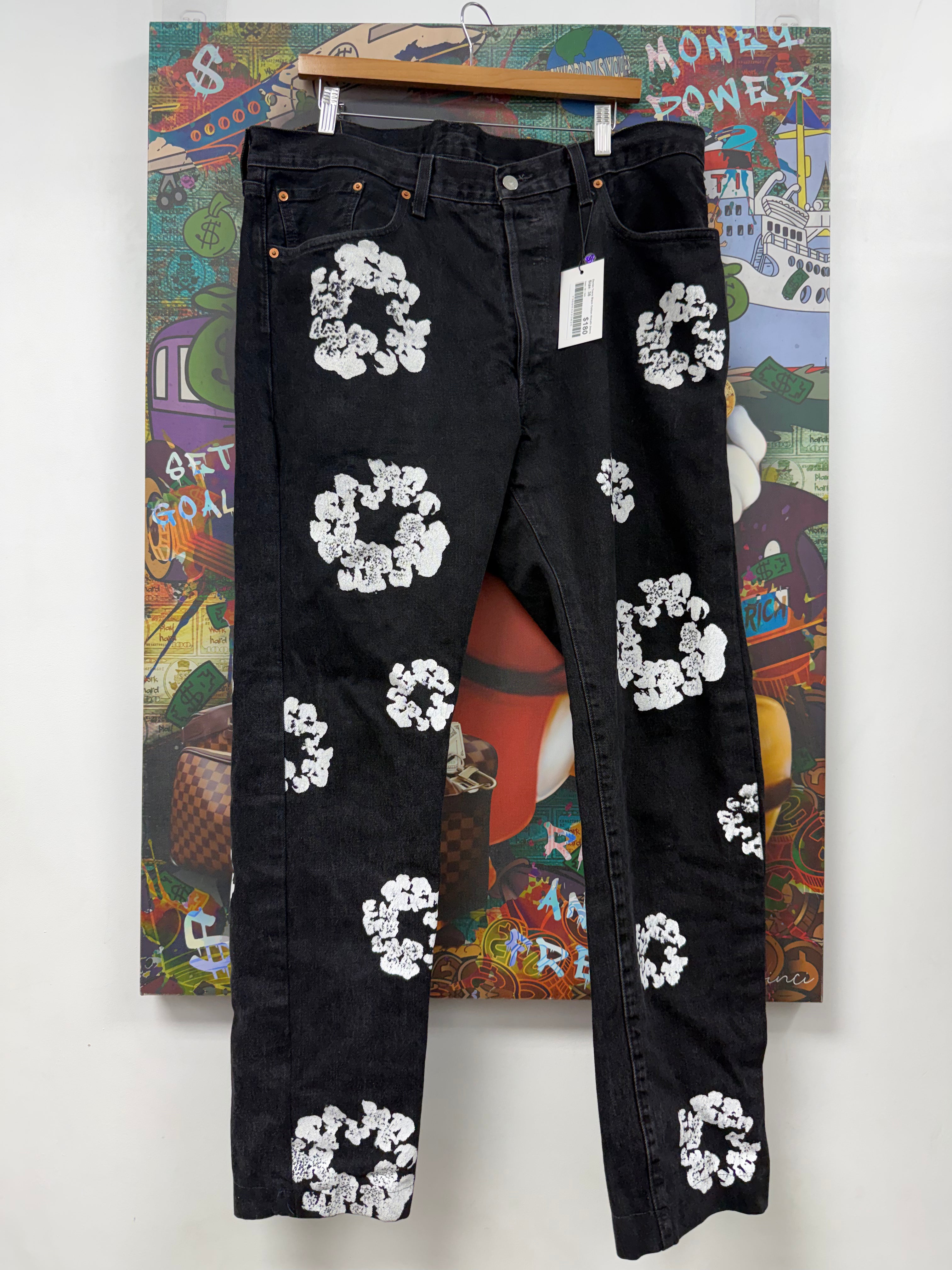 Denim Tears Black Cotton Wreath Jeans