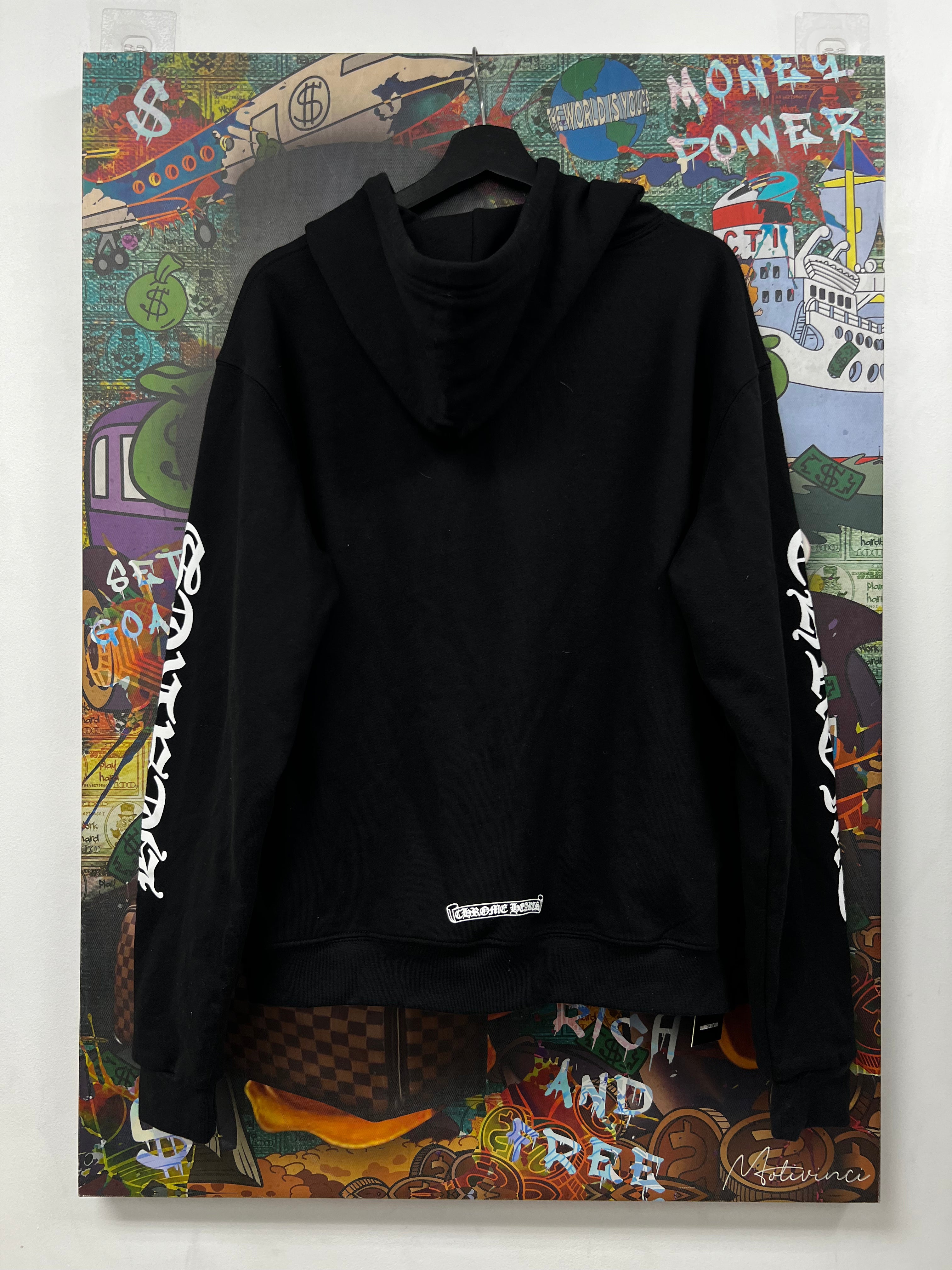 Chrome  Hearts Black Vertical Logo Thermal Lined Zip Up