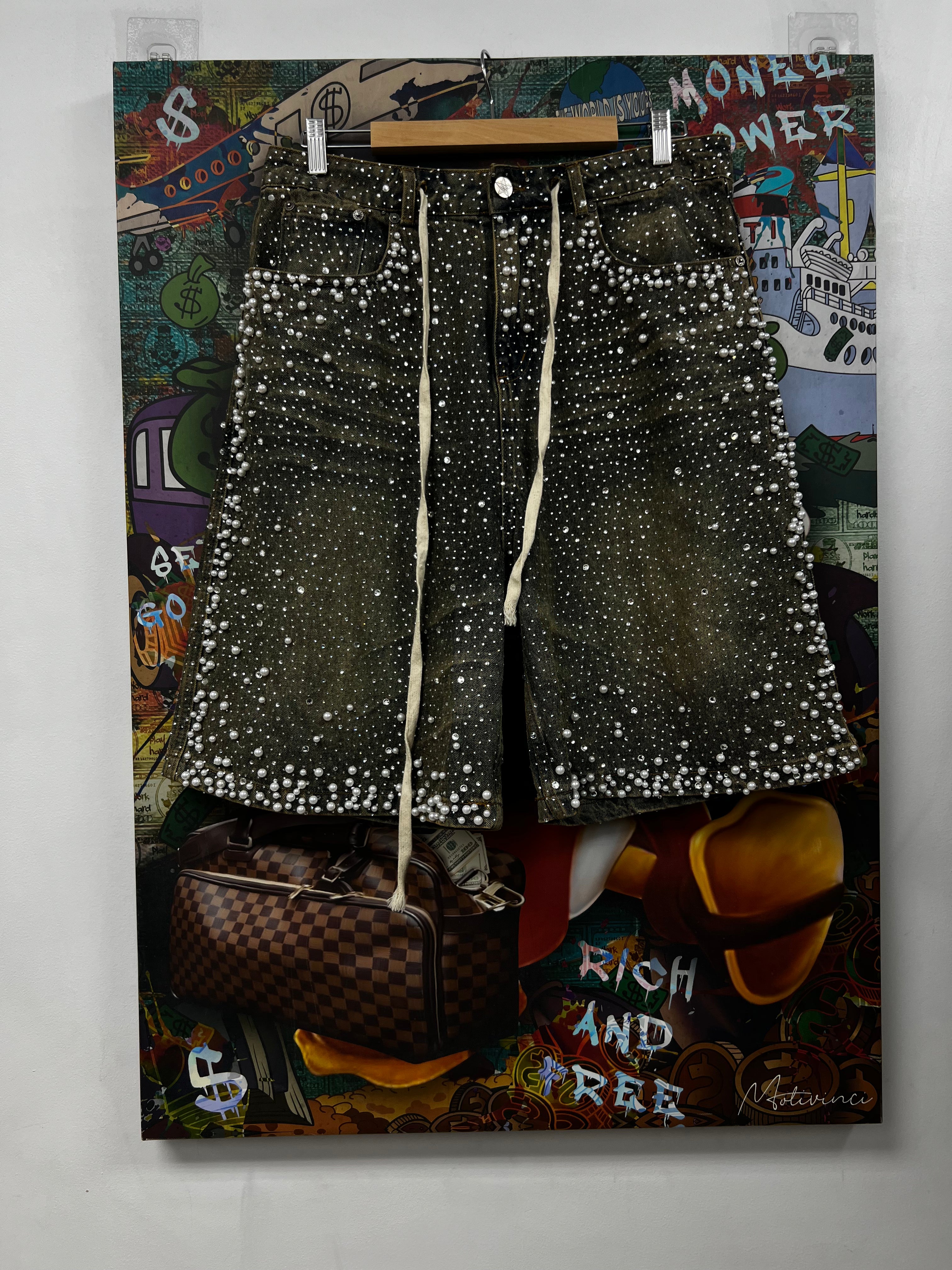 Vale Mid Wash Rhinestone Shorts