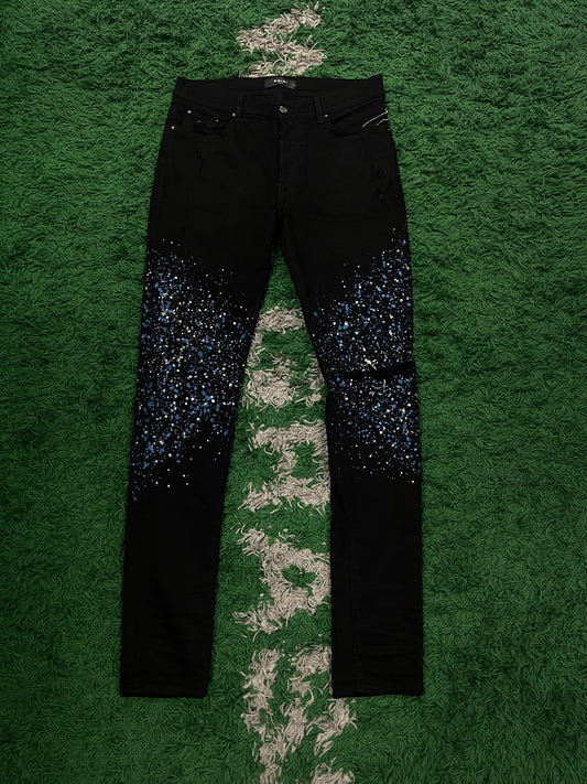 Amiri Jeans Black Rhinestone Splatter Used 34 With Tags