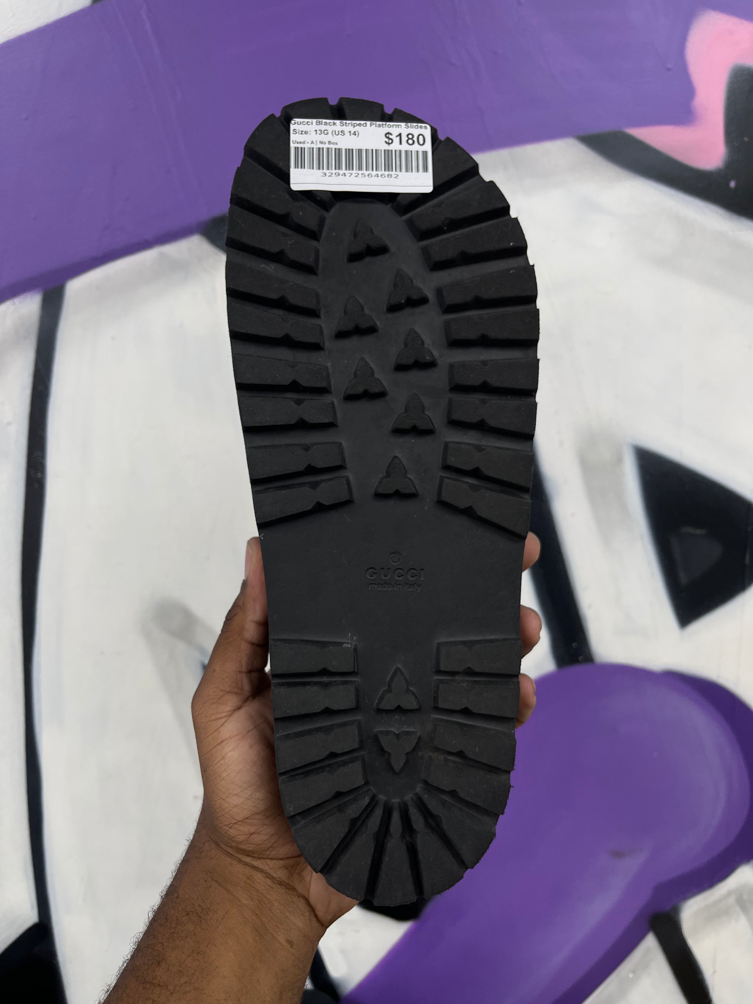 Gucci Black Striped Platform Slides