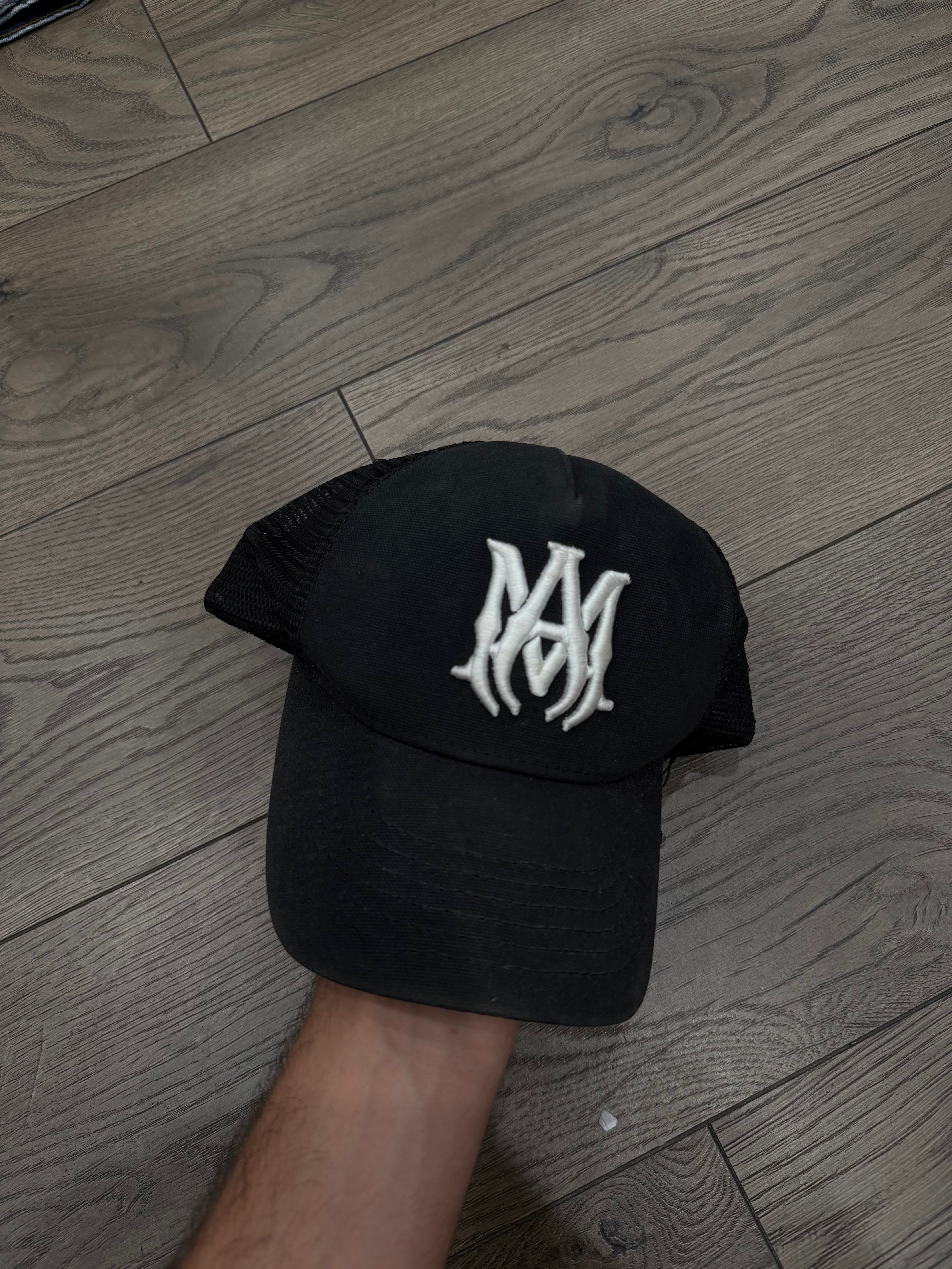 Amiri MA Black White Logo Trucker Used