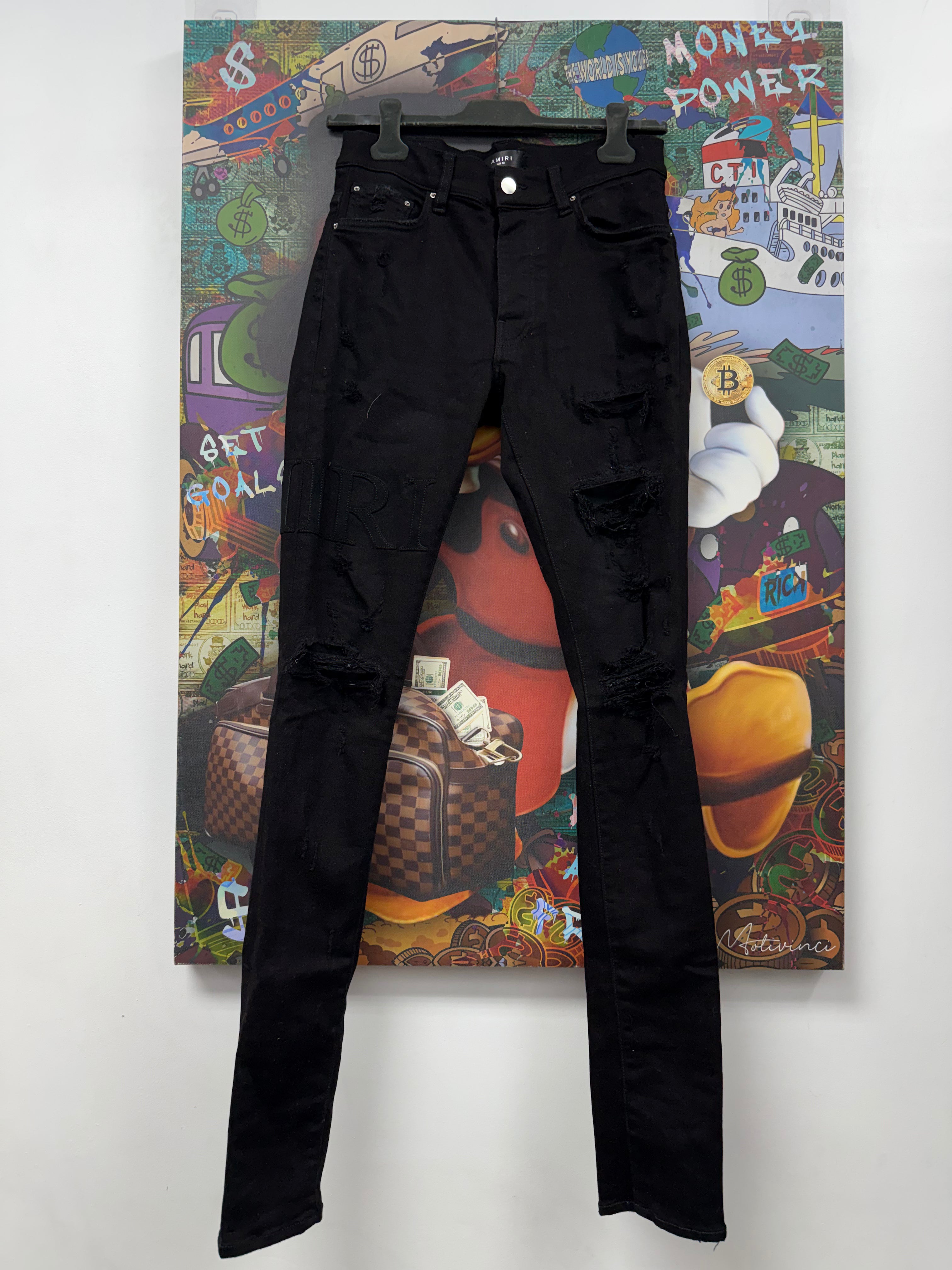 Amiri Black Serif Side Logo Jeans