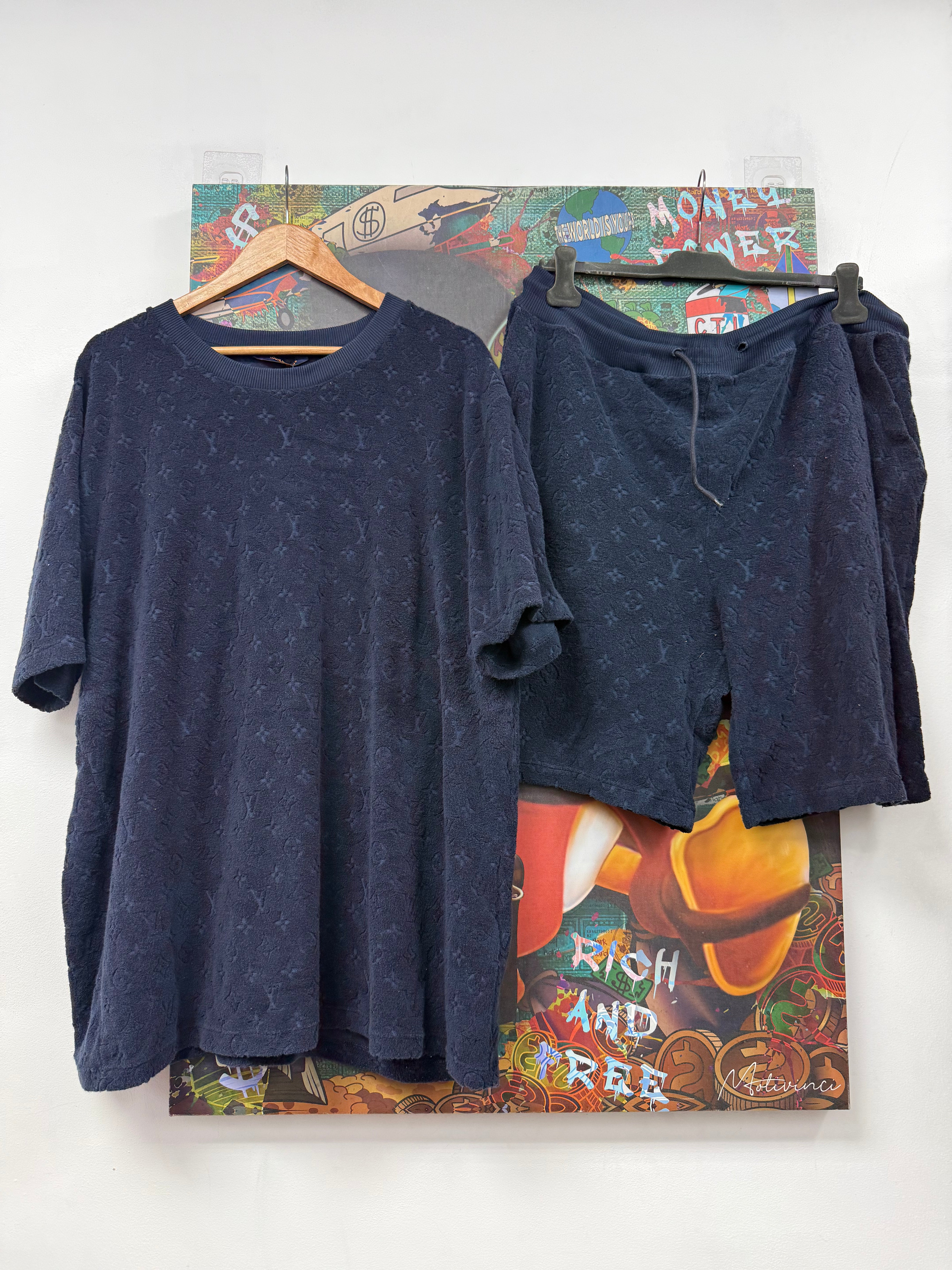 Louis Vuitton Navy Towel Shirt & Shorts Set