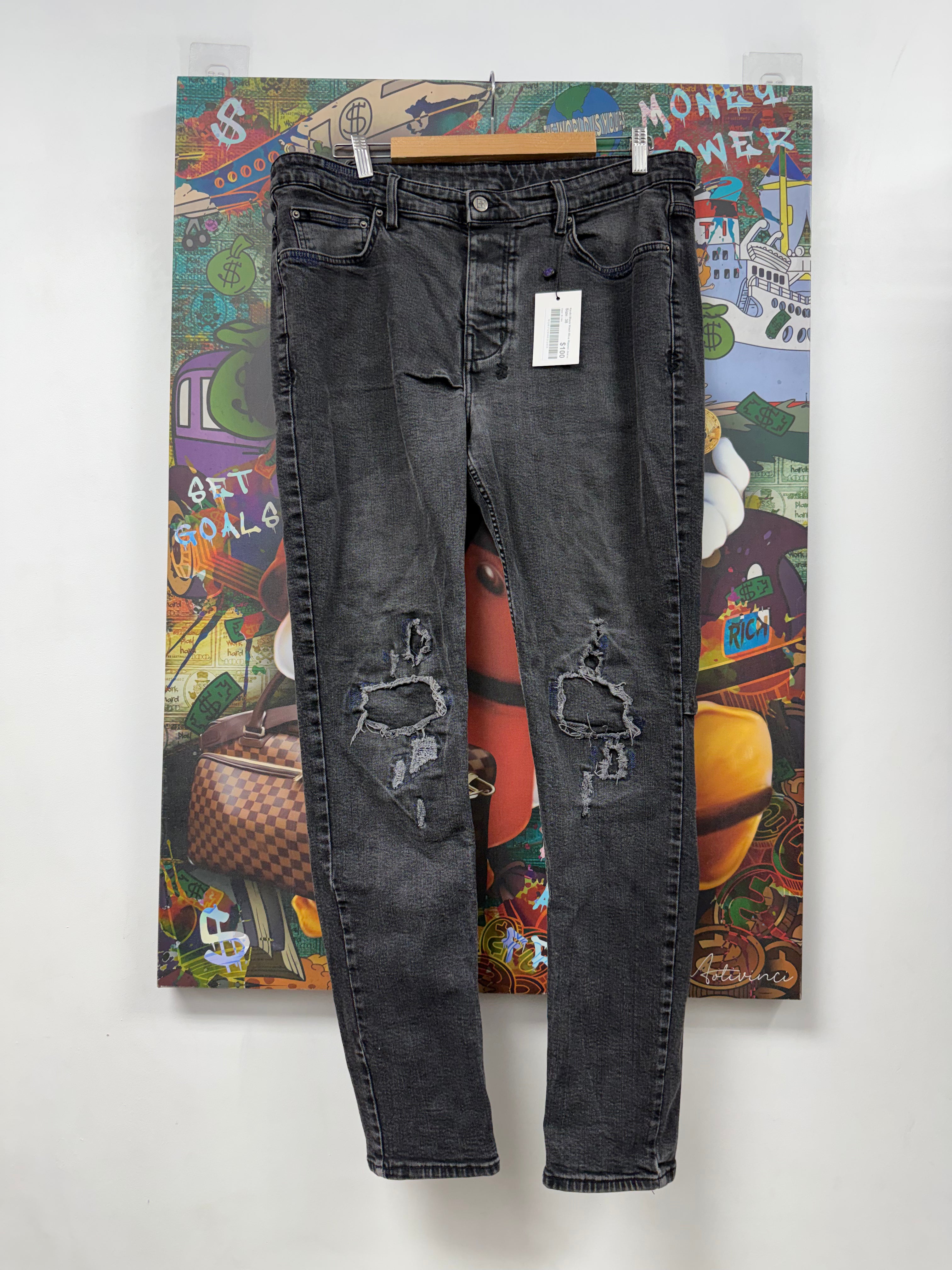 Ksubi Black Wash Blue Ripped Jeans