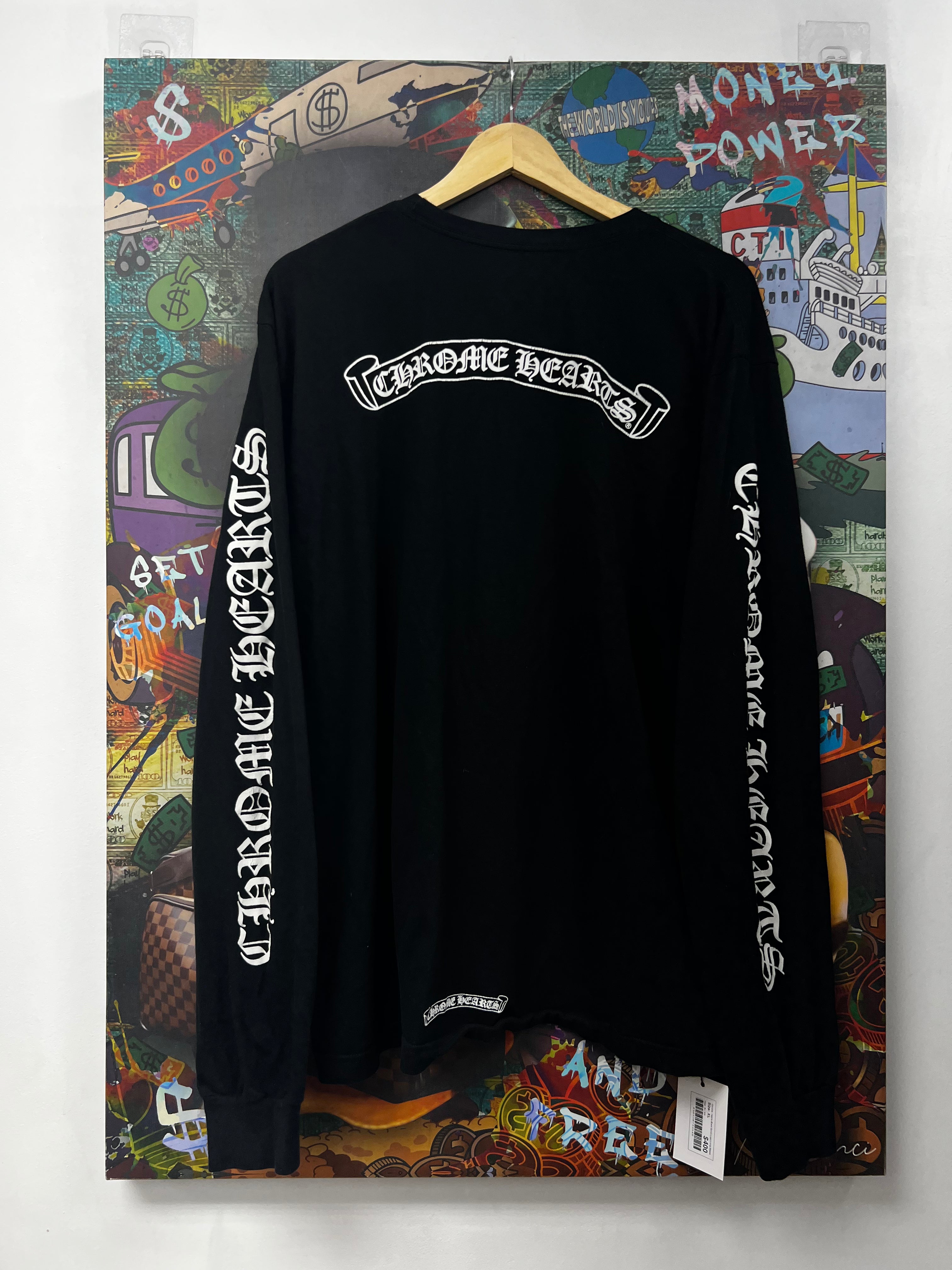 Chrome  Hearts Black Scroll Logo Long Sleeve