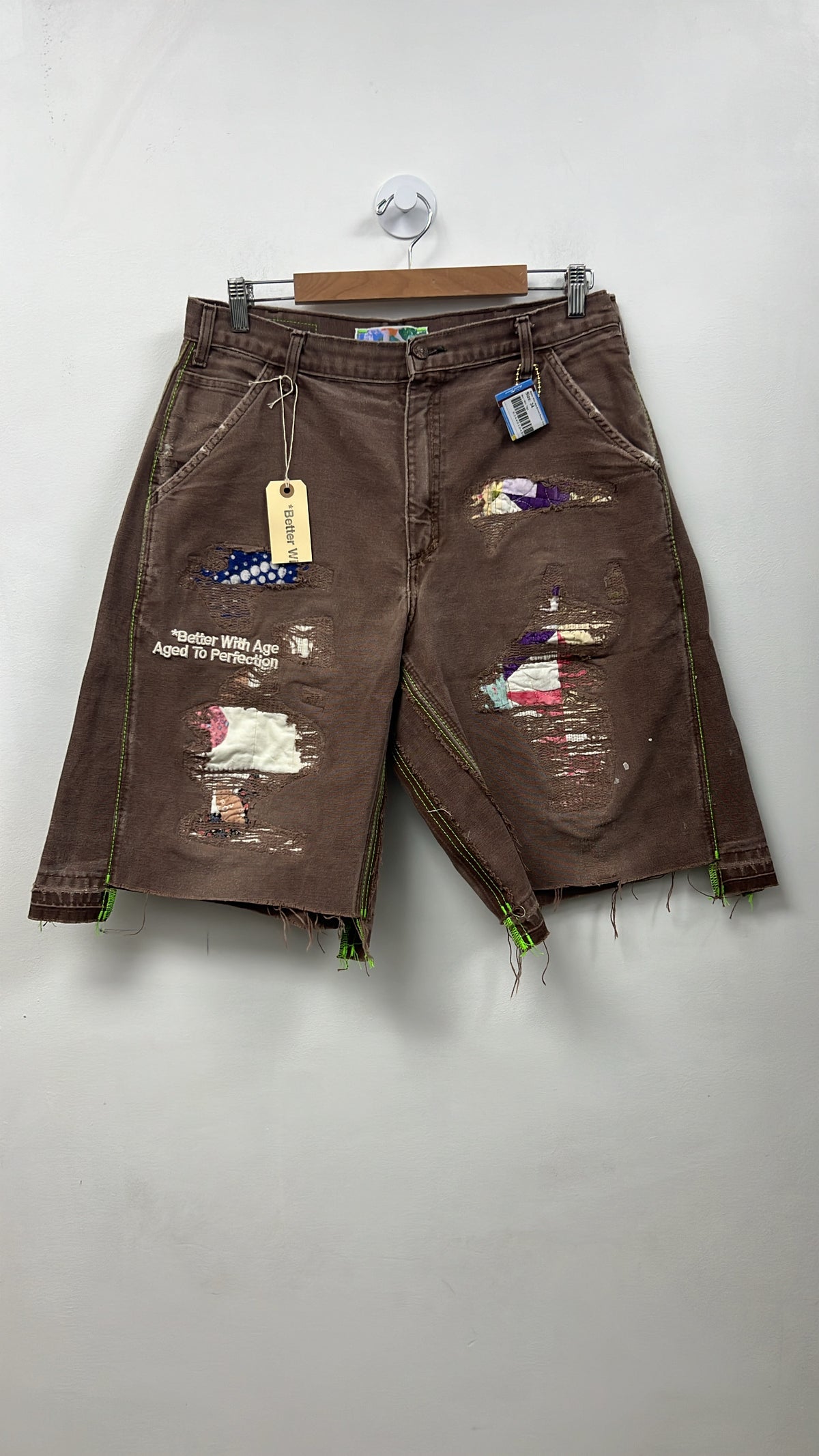Better With Age Brown Repair Double Knee Shorts