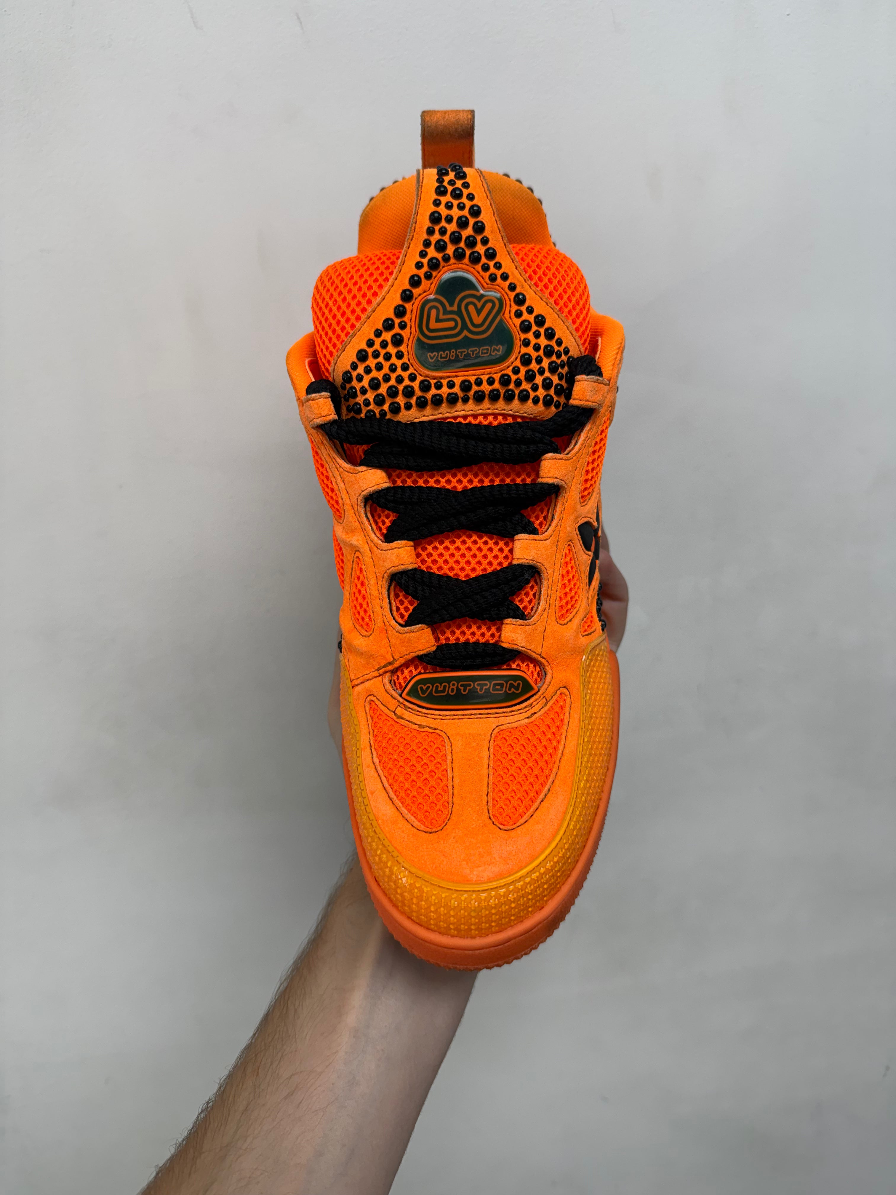 Louis Vuitton Orange Black Studded Skate Sneakers