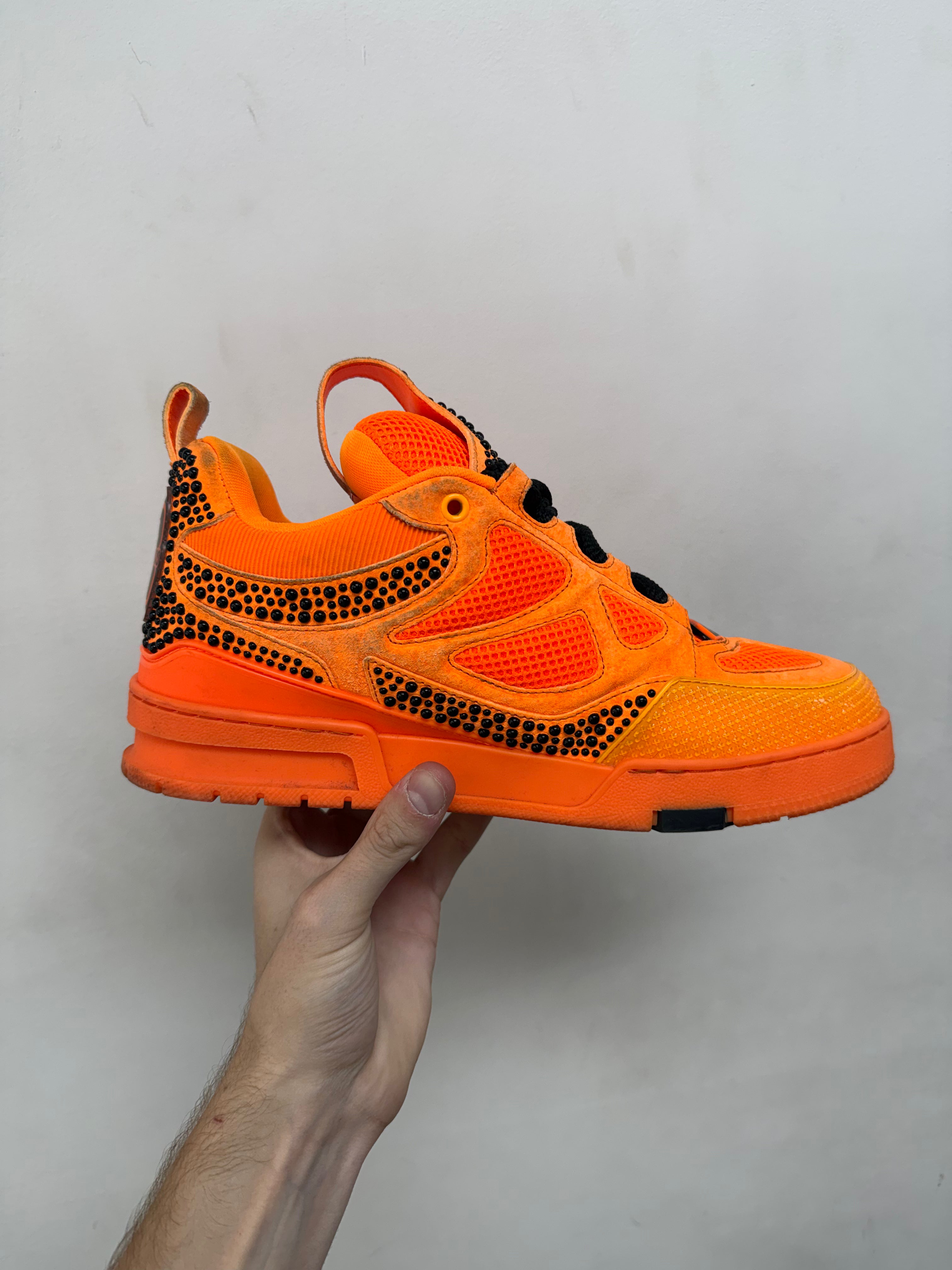Louis Vuitton Orange Black Studded Skate Sneakers