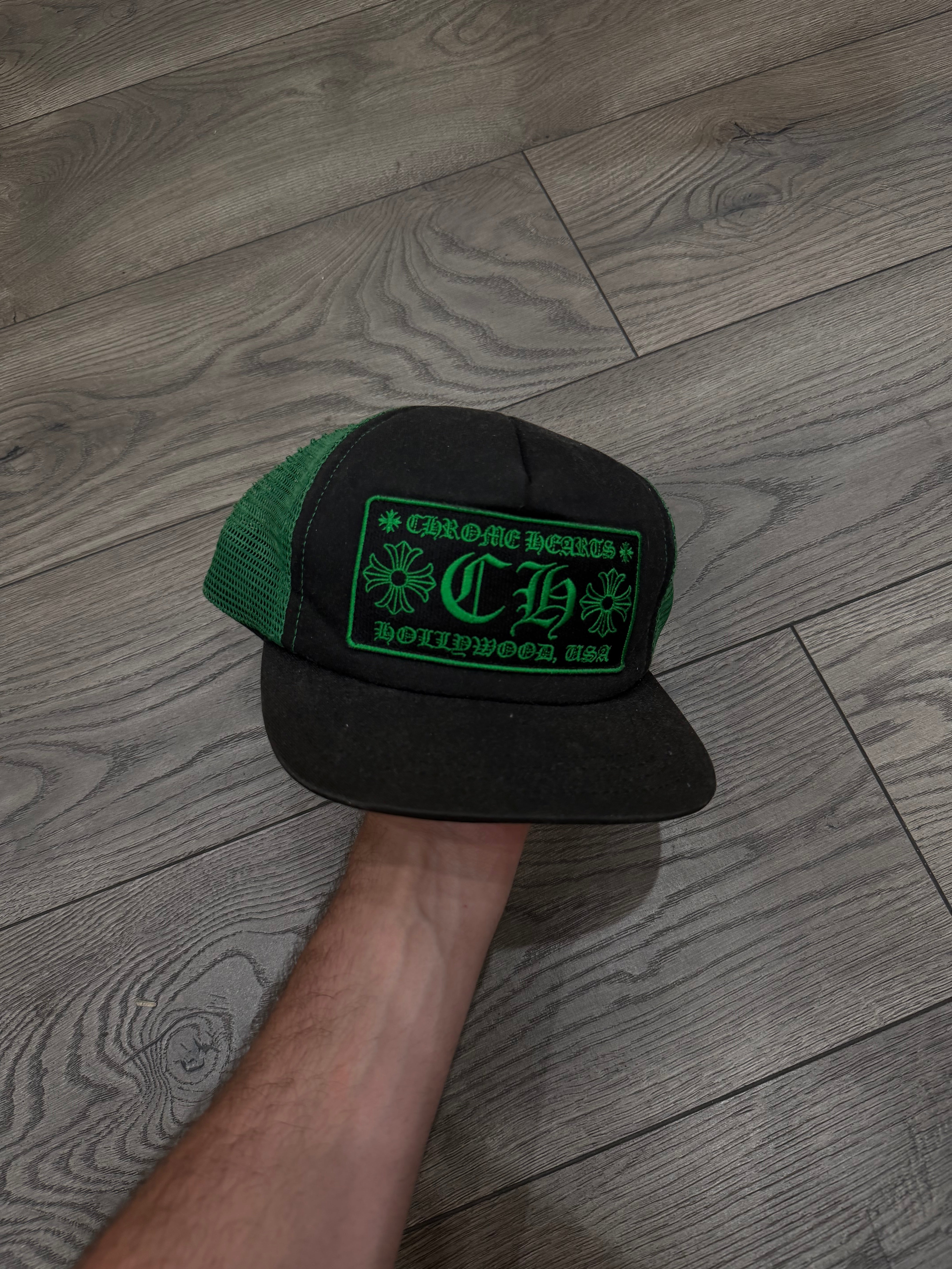 Chrome Hearts Black Green CH Hollywood Hat