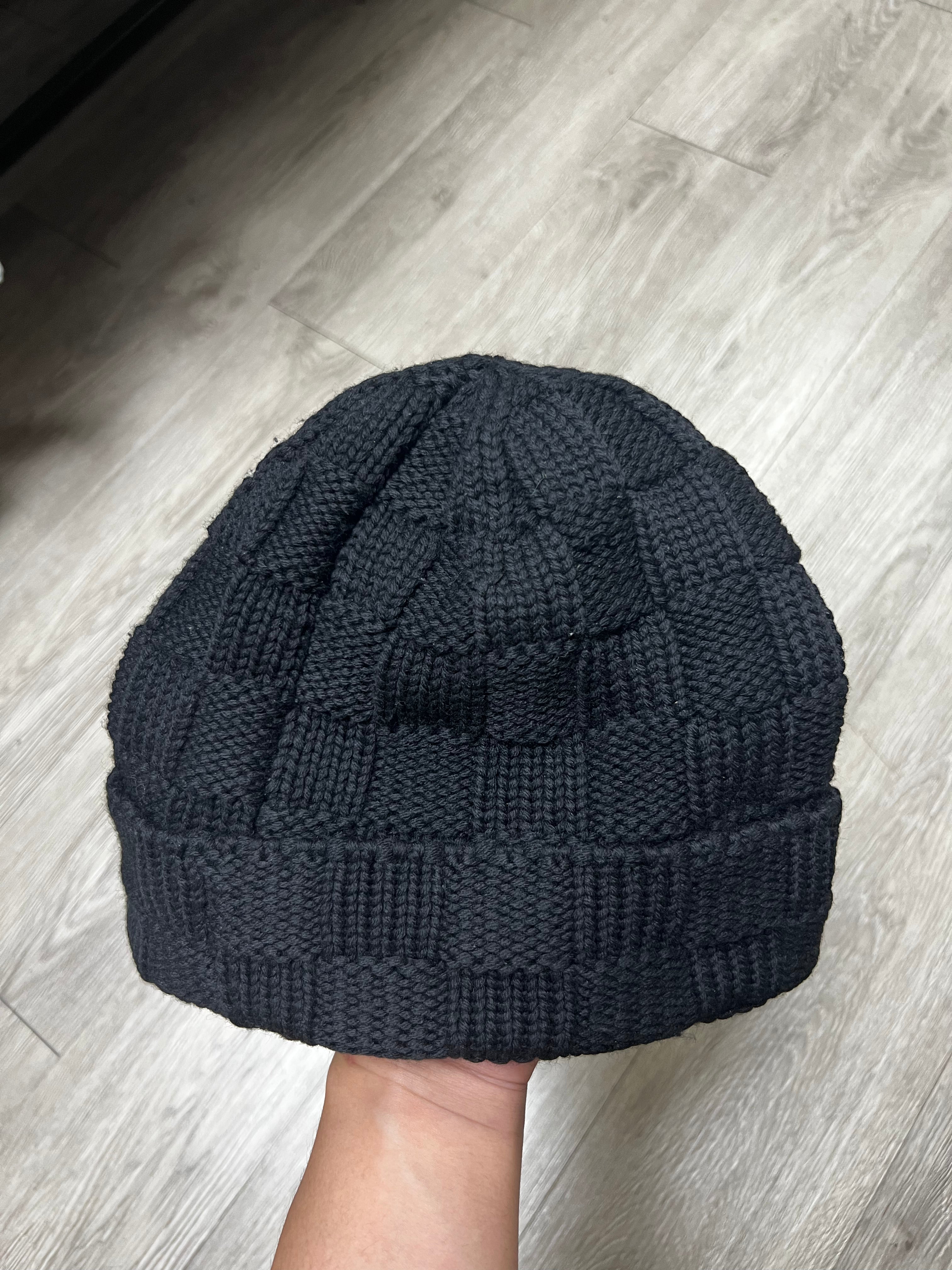 Louis Vuitton Black Knit Checkered Marque Beanie