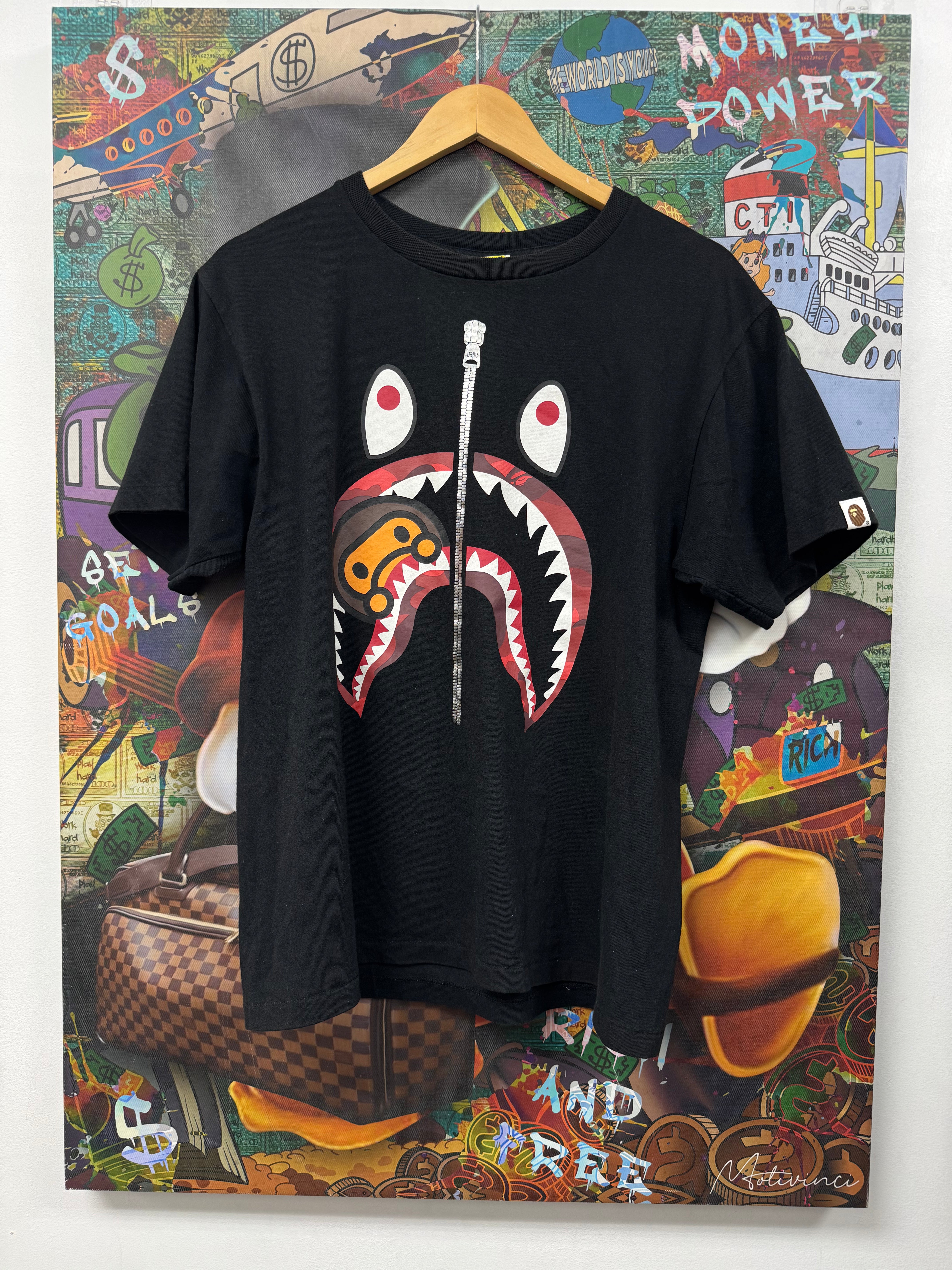 BAPE Black Red Shark Tee