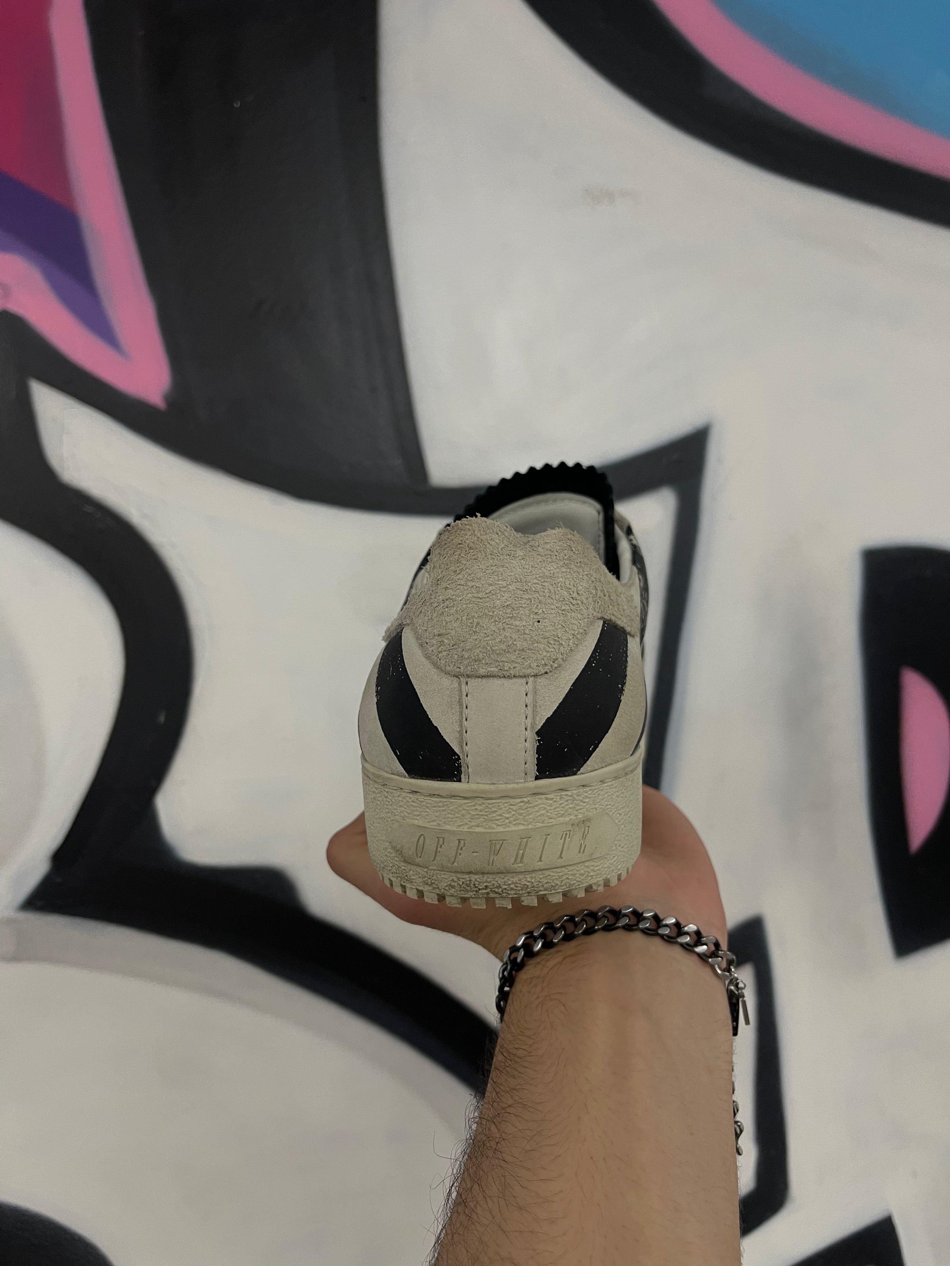 Off White White Black Vulcan Sneakers