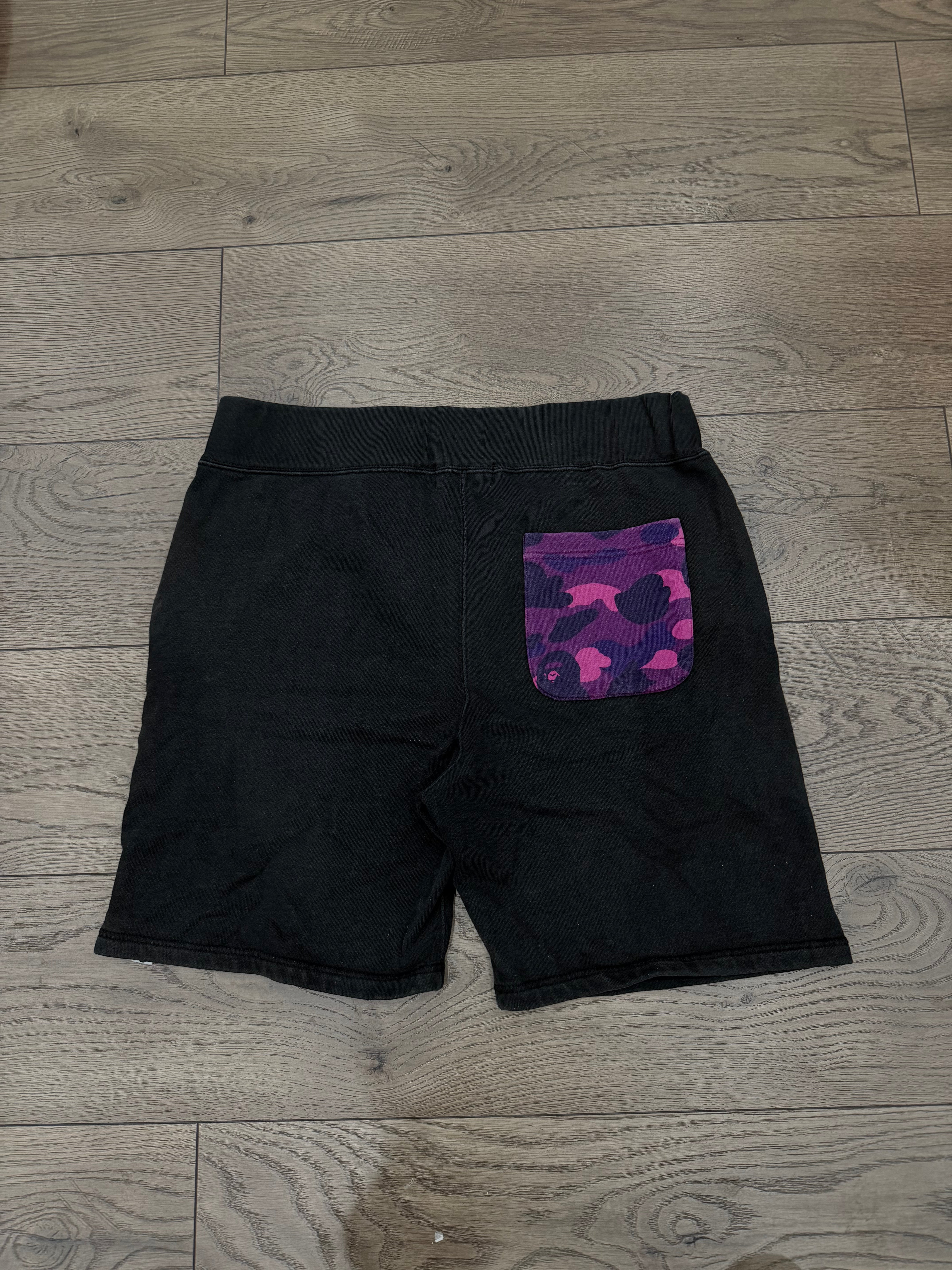 BAPE Black Shark Purple Camo Shorts