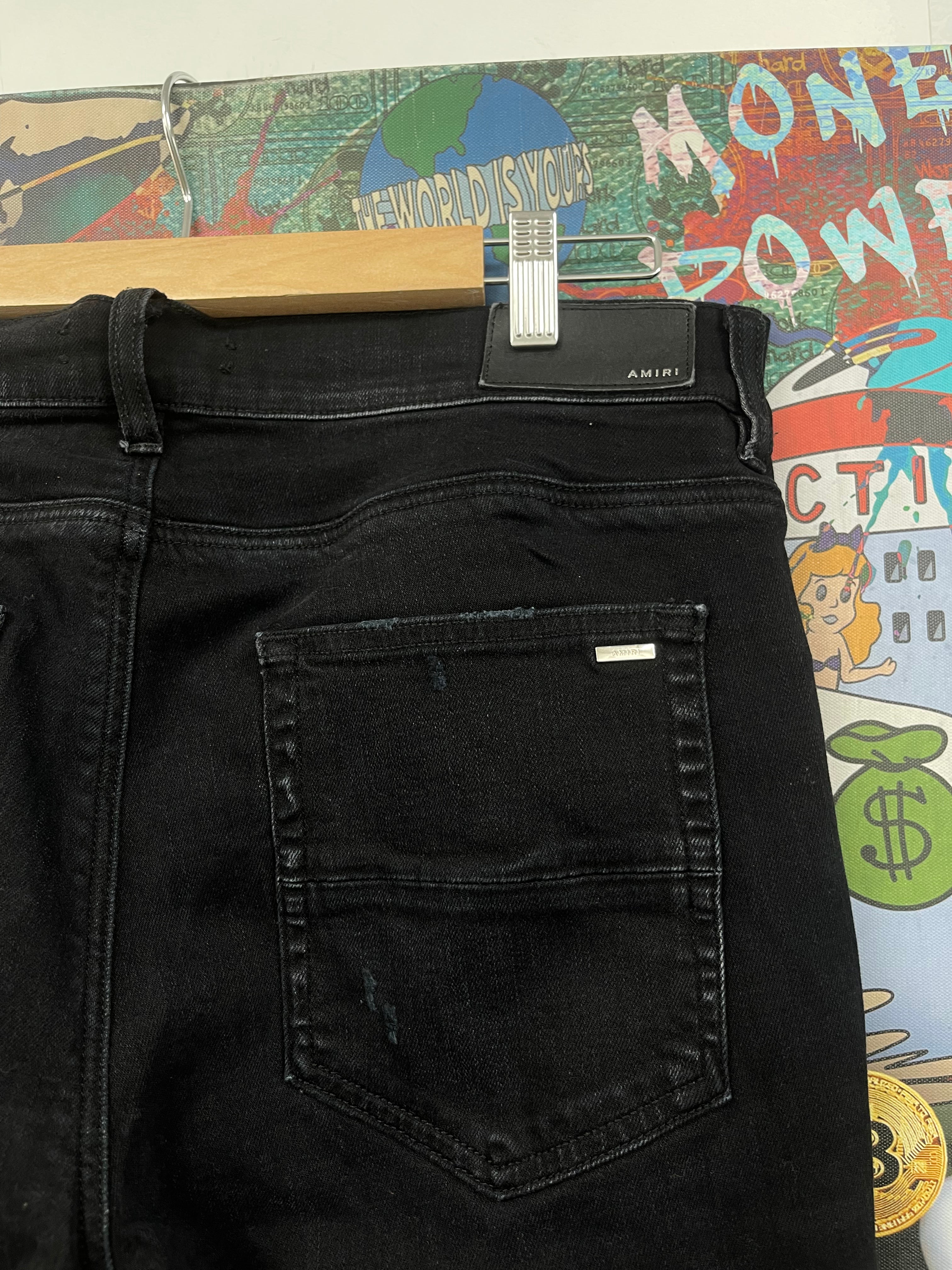Amiri MX2 Black Brown Bandana Patch Jeans
