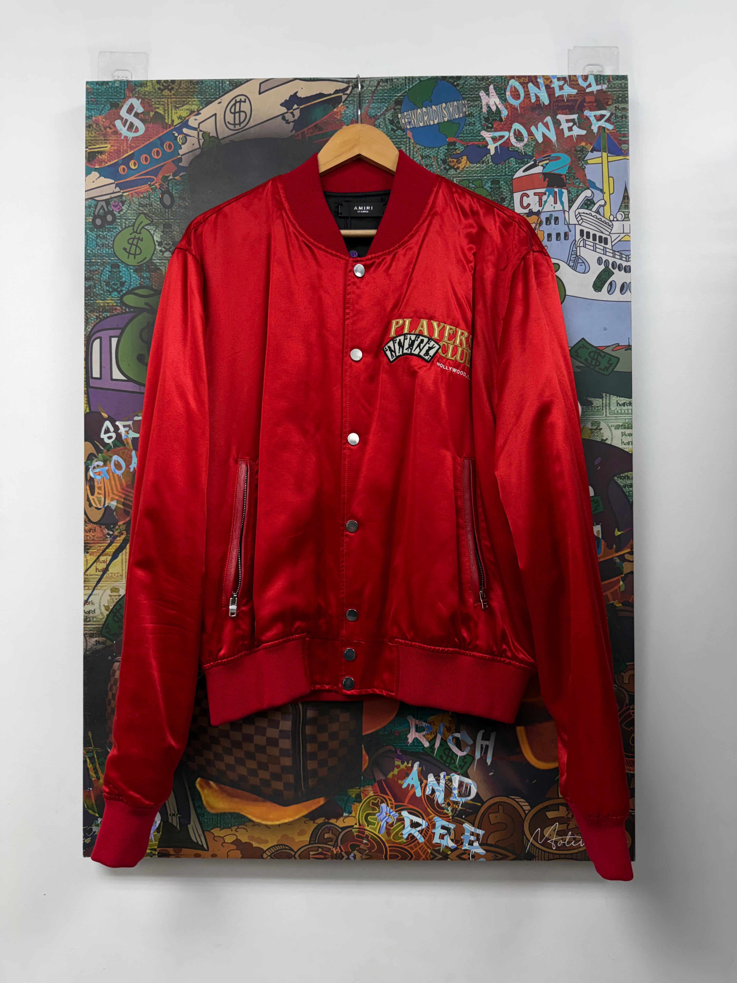 Amiri Players Club Red Silk Jacket