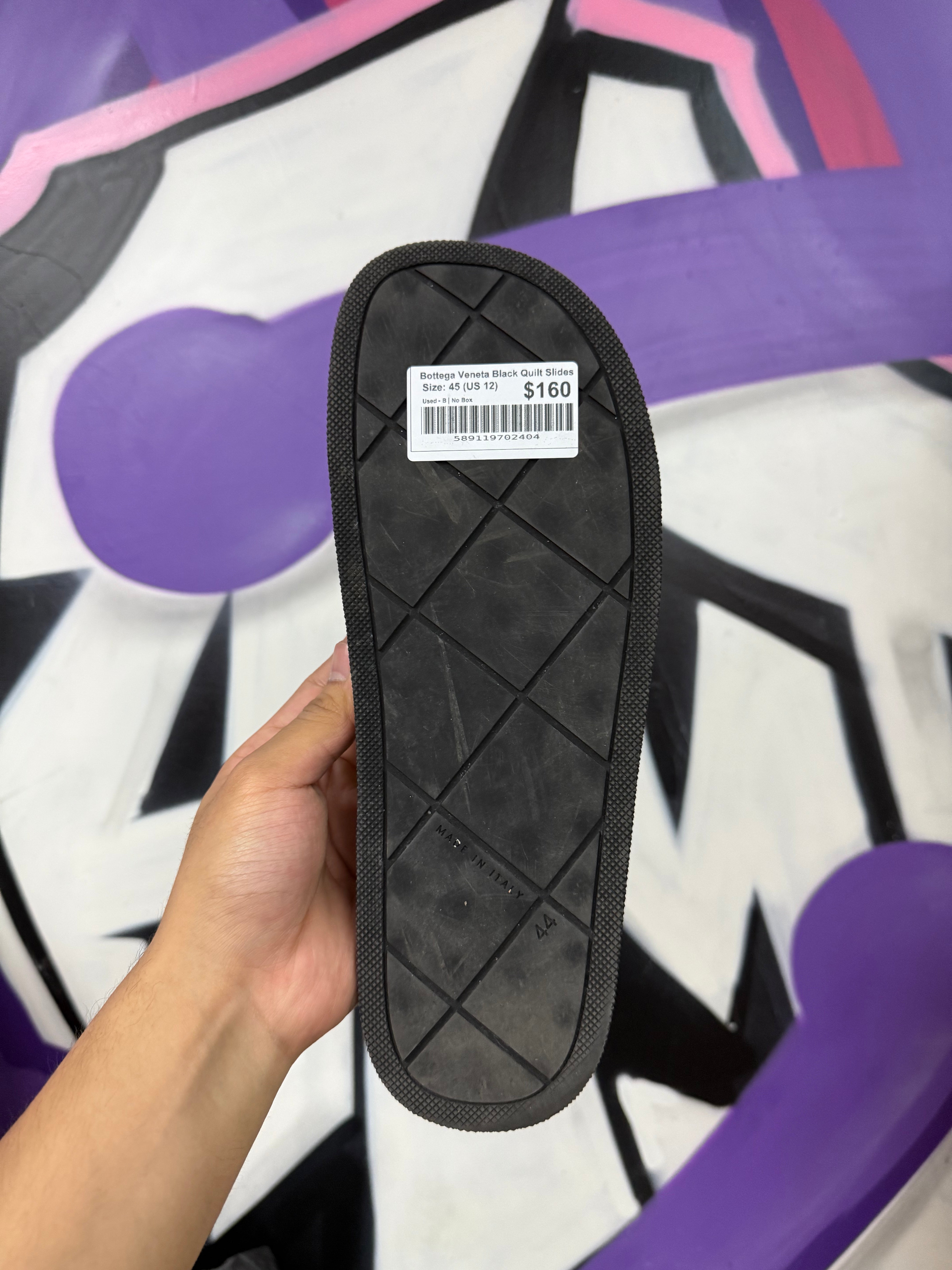 Bottega Veneta Black Quilt Slides