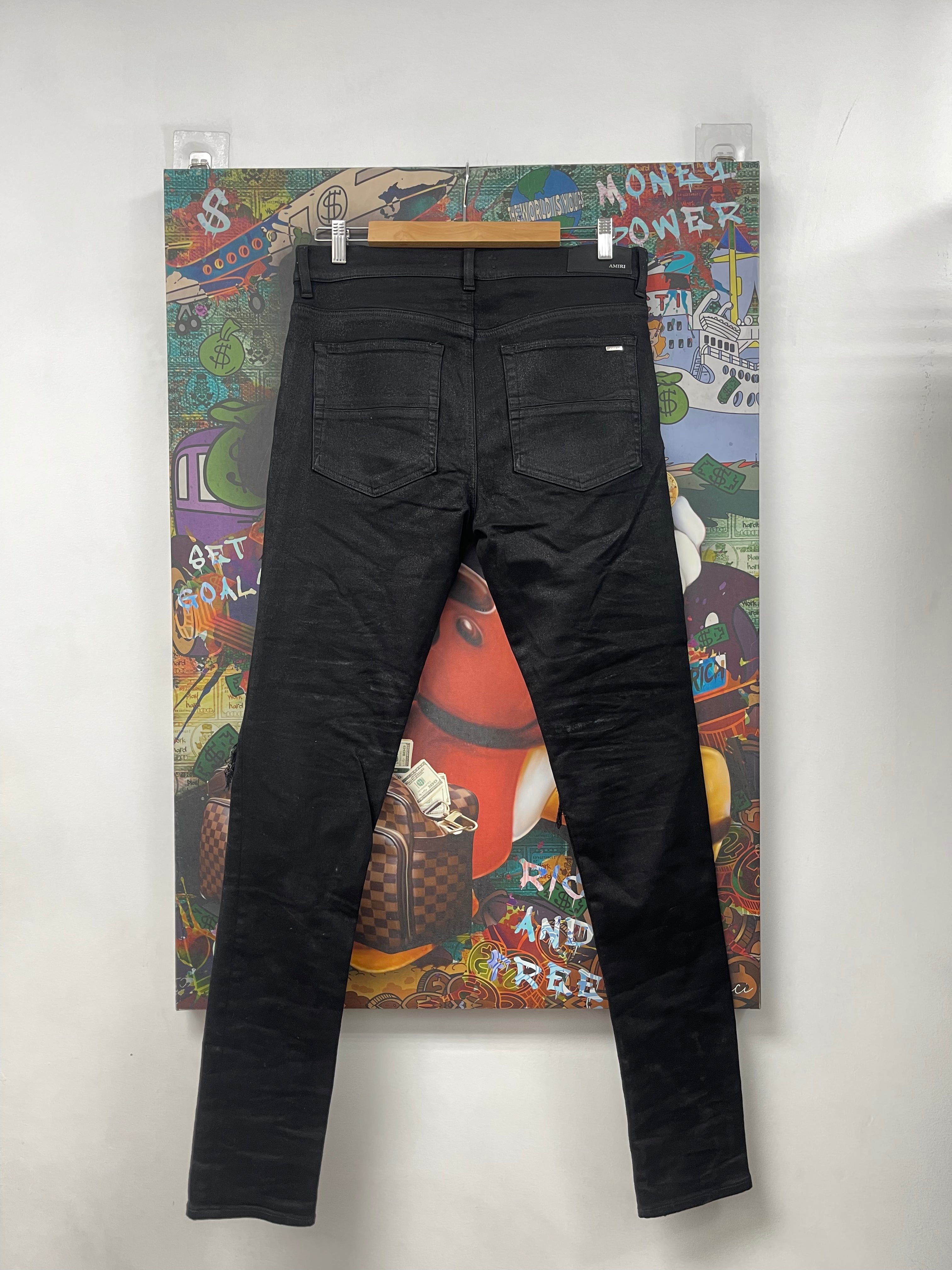 Amiri "MX1" Black Wax Patch Black Jeans