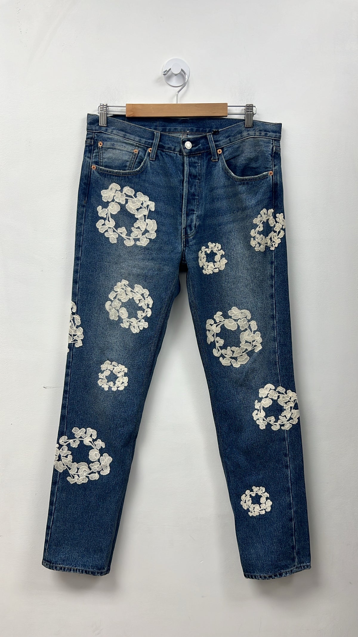Denim Tears Light Wash Embroidered Wreath Jeans