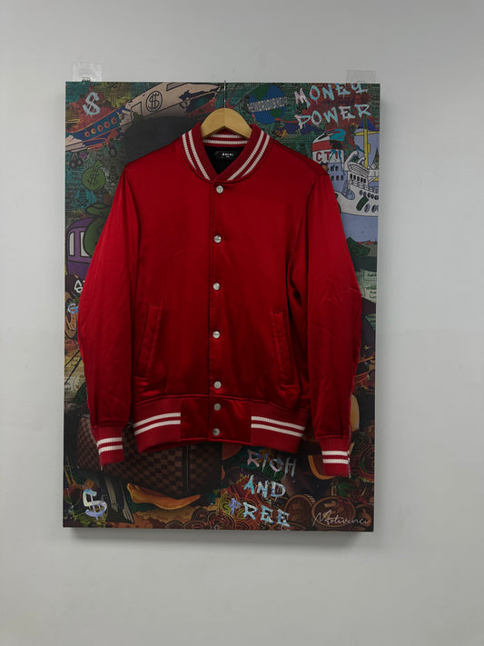 Amiri Varsity Satin Jacket Red Used Large N/A